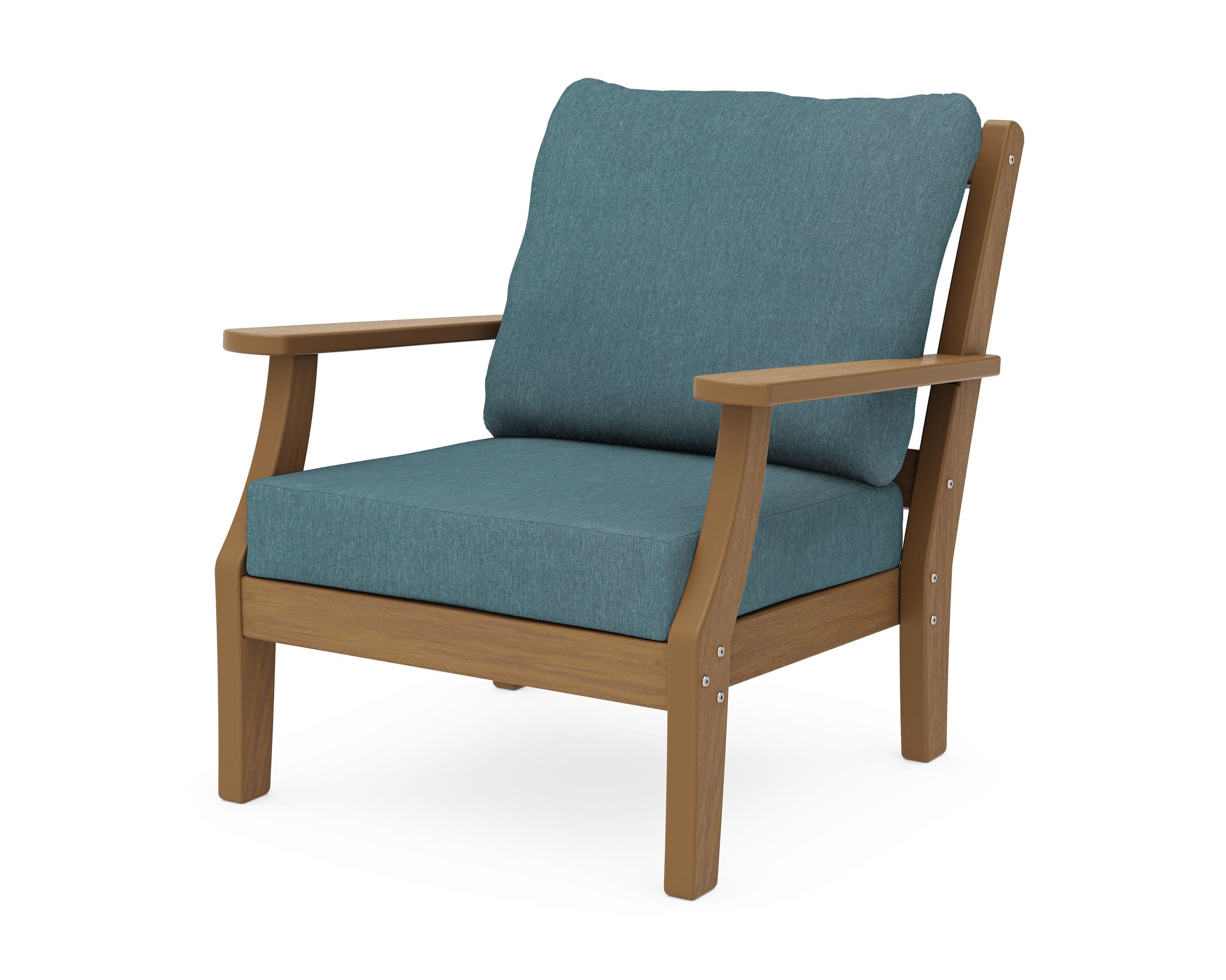 Chinoiserie Deep Seating Chair in Natural / Ocean Teal