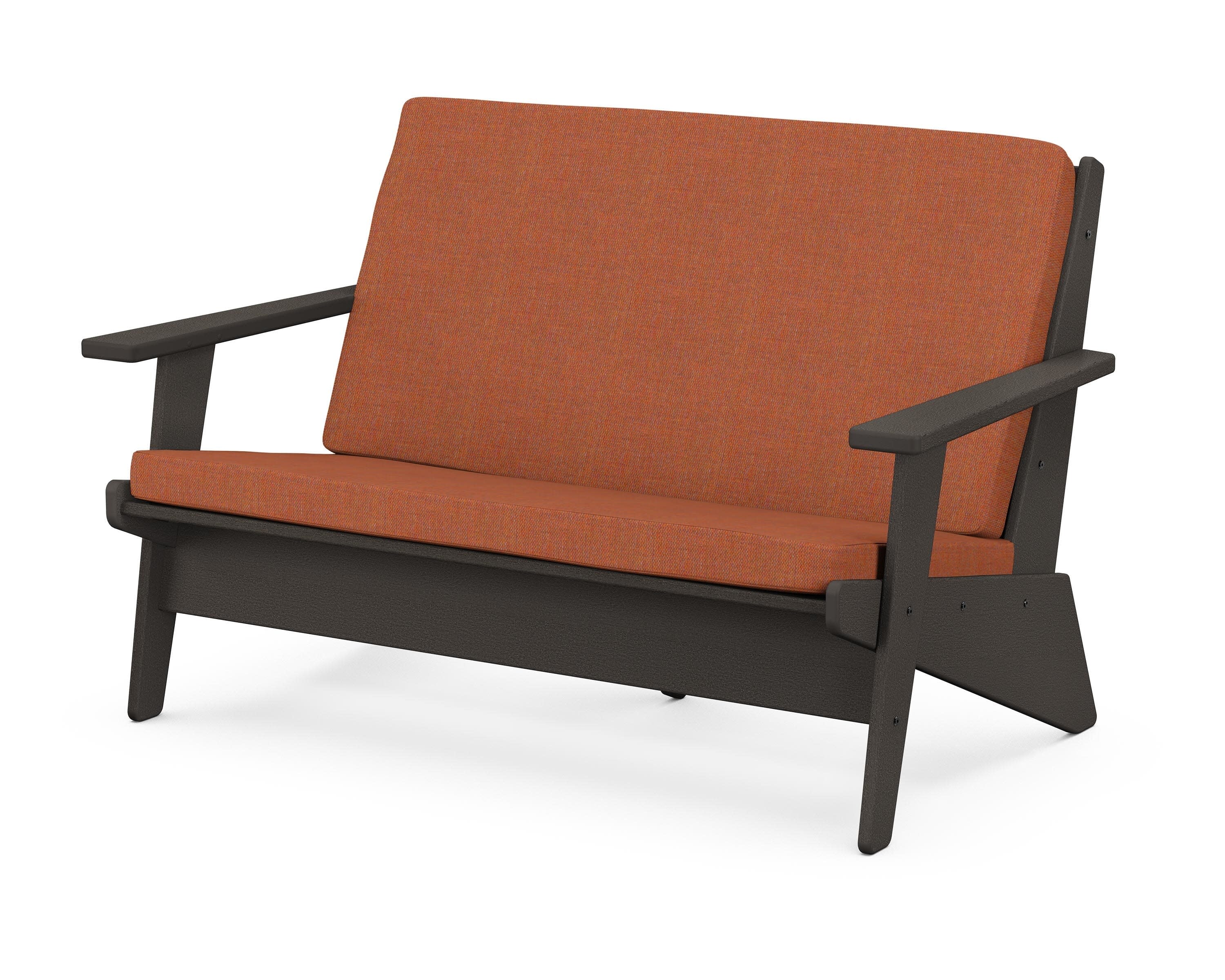 Riviera Modern Lounge Loveseat in Vintage Coffee / Play Adobe