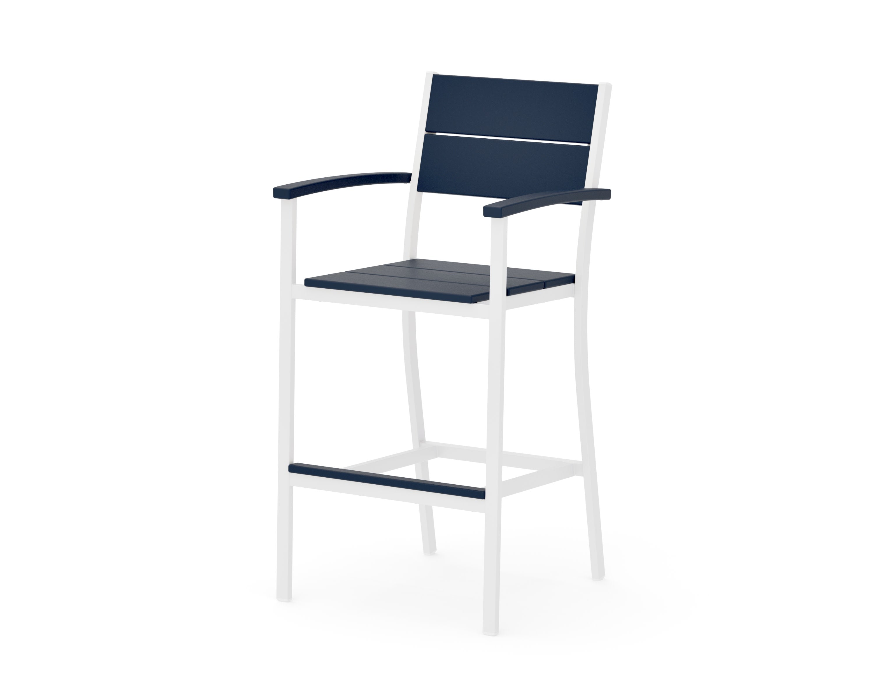 Main Street Bar Arm Chair in White / Navy