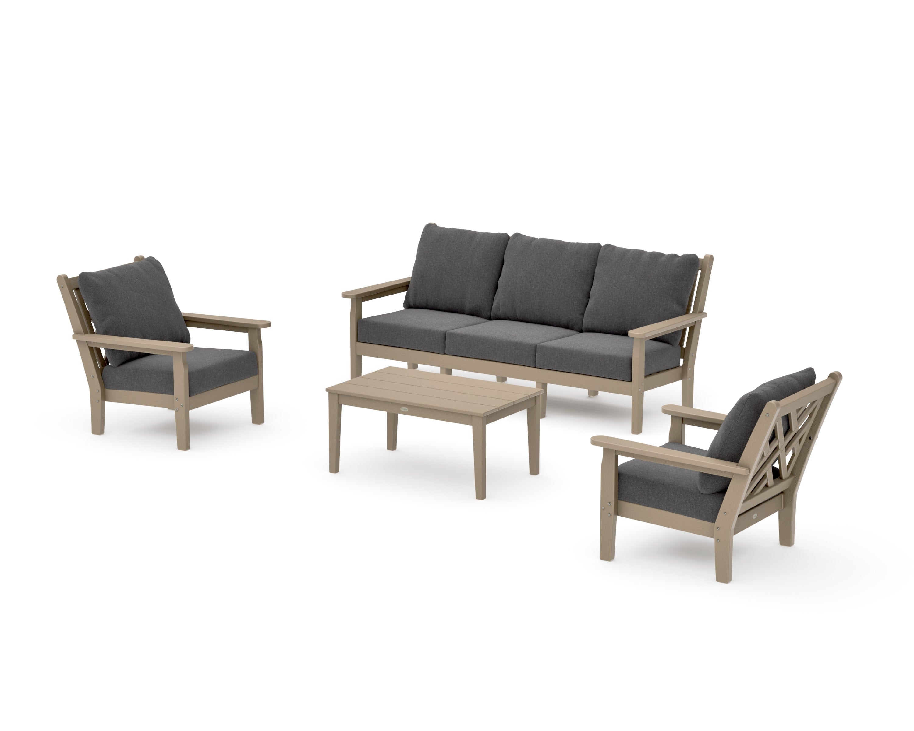 Chippendale 4-Piece Deep Seating Set with Sofa in Vintage Sahara / Ash Charcoal