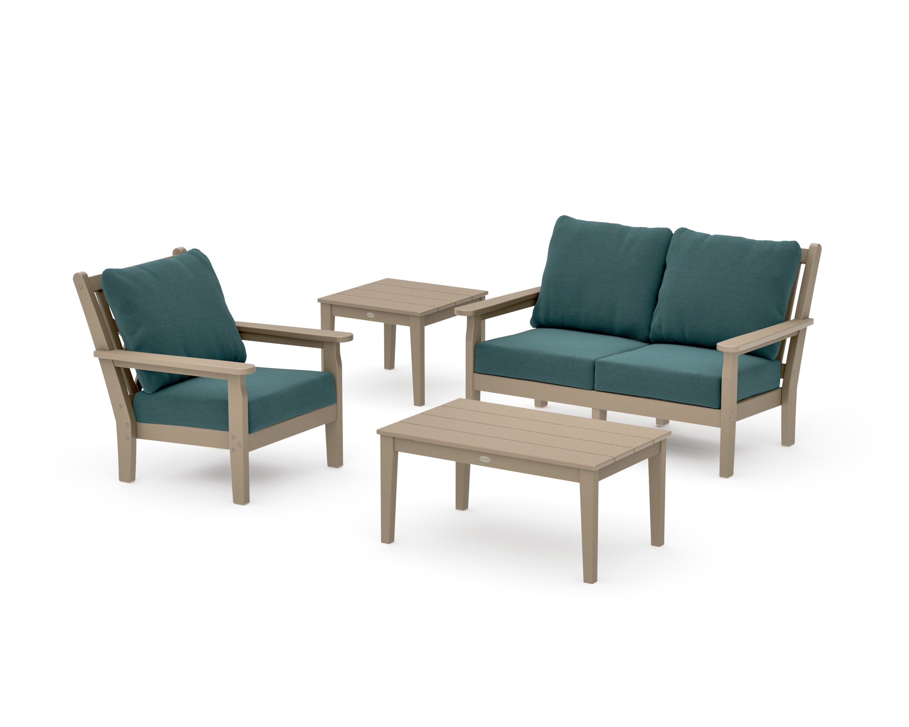 Chippendale 4-Piece Deep Seating Set in Vintage Sahara / Ocean Teal