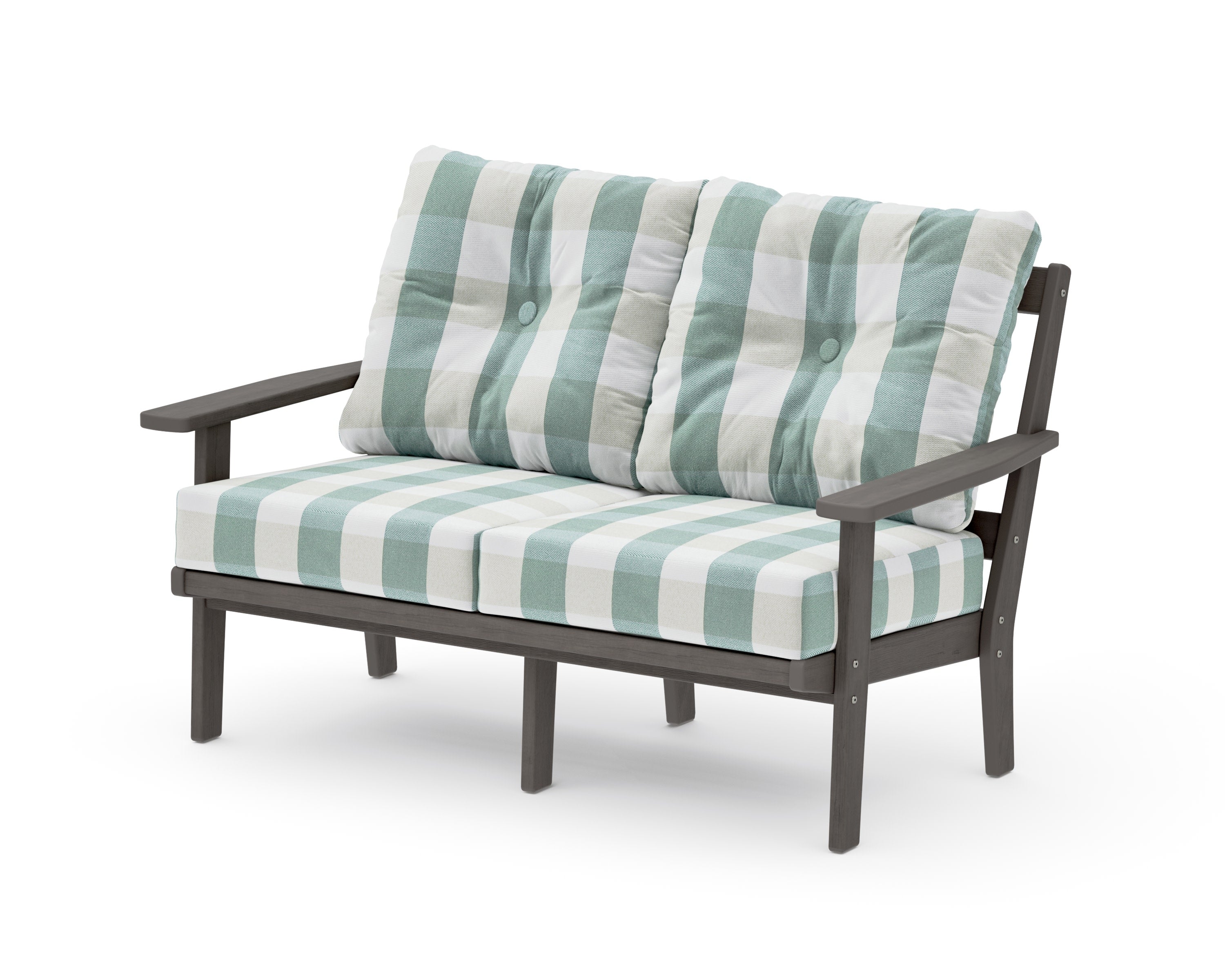 Prairie Deep SeatingLoveseat in Driftwood / Buffalo Plaid Glacier Spa
