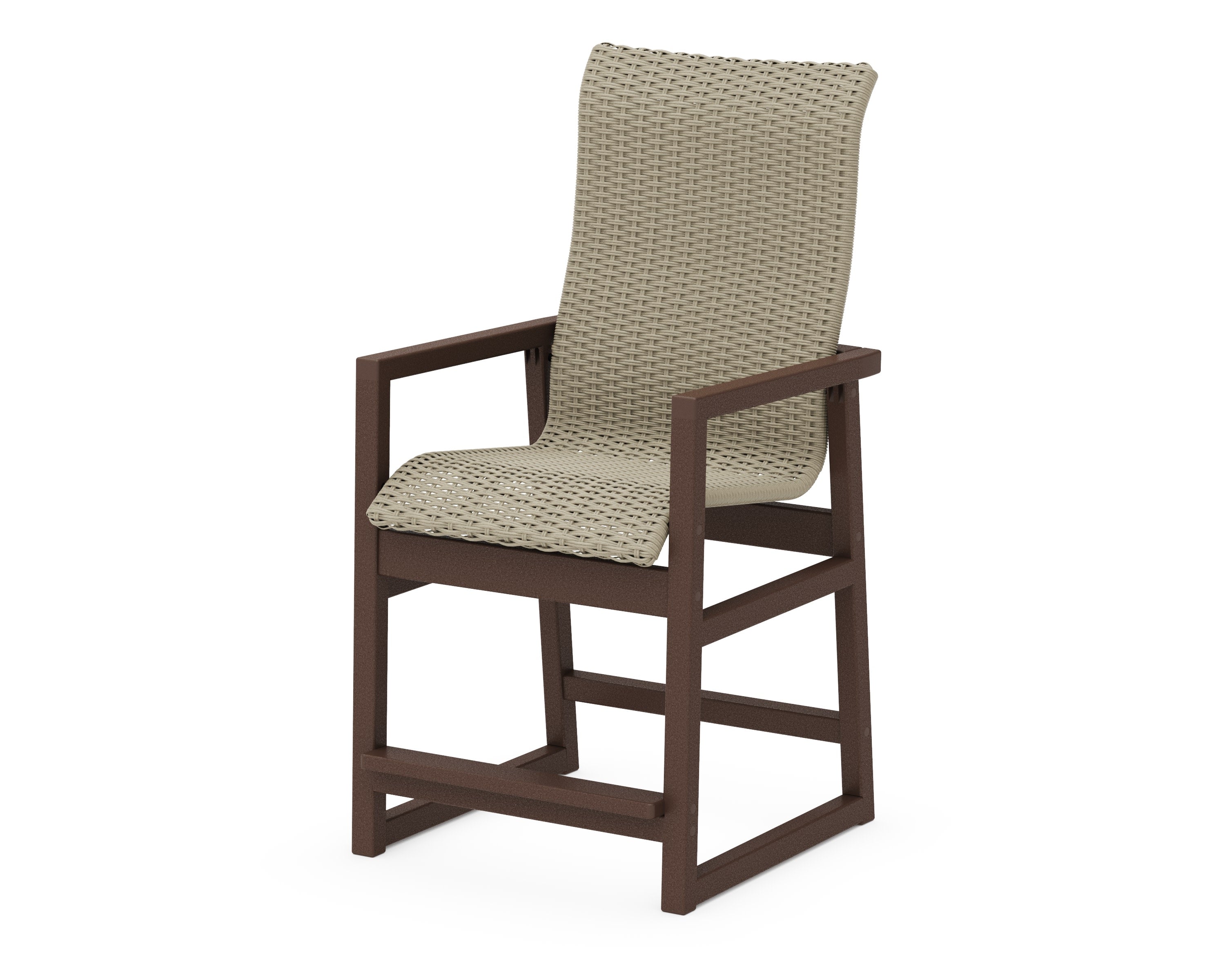 EDGE Woven High-Back Counter Arm Chair in Mahogany / Dune Grass