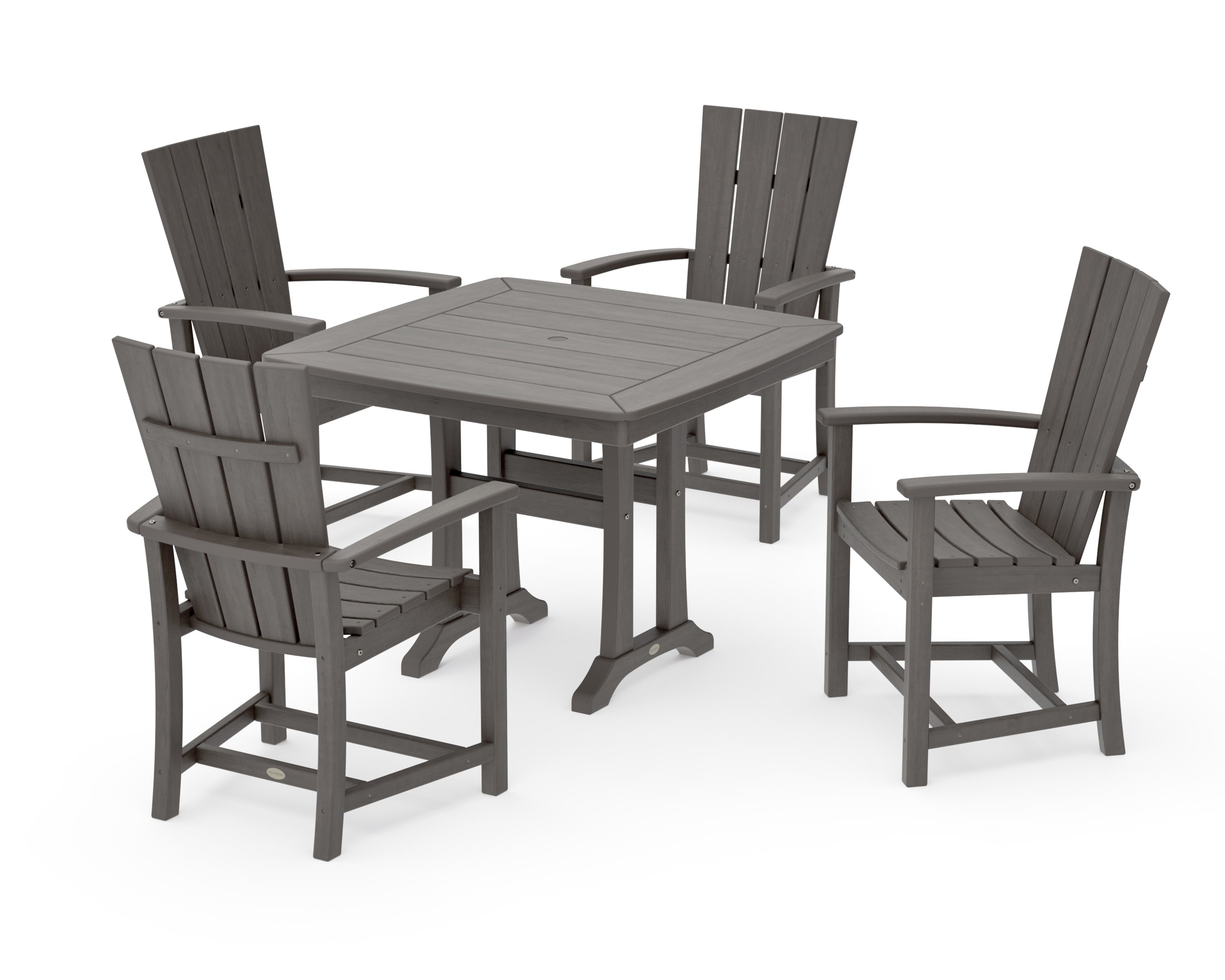 Quattro 5-Piece Dining Set with Trestle Legs in Driftwood