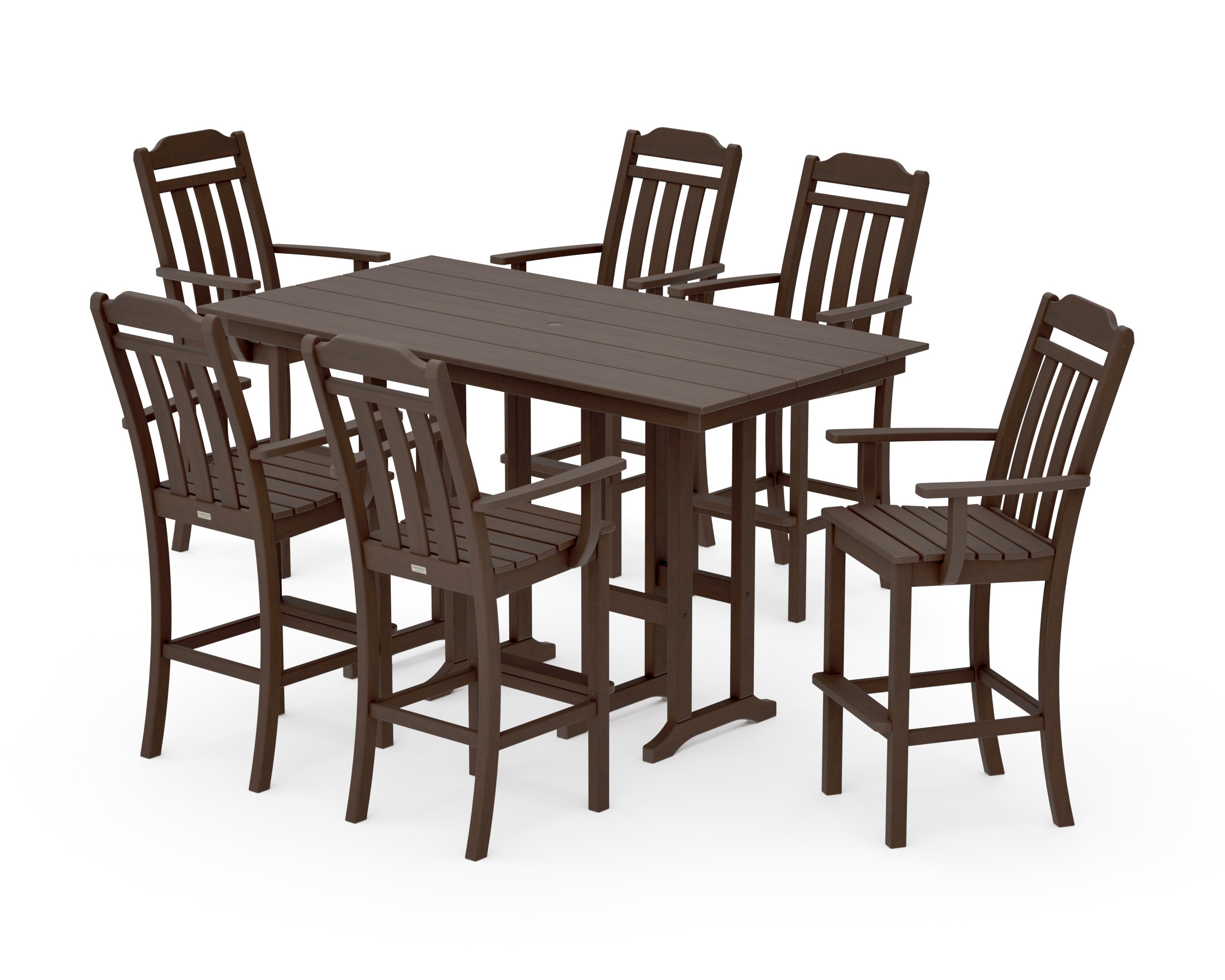 Cottage Arm Chair 7-Piece Farmhouse Bar Set in Kona