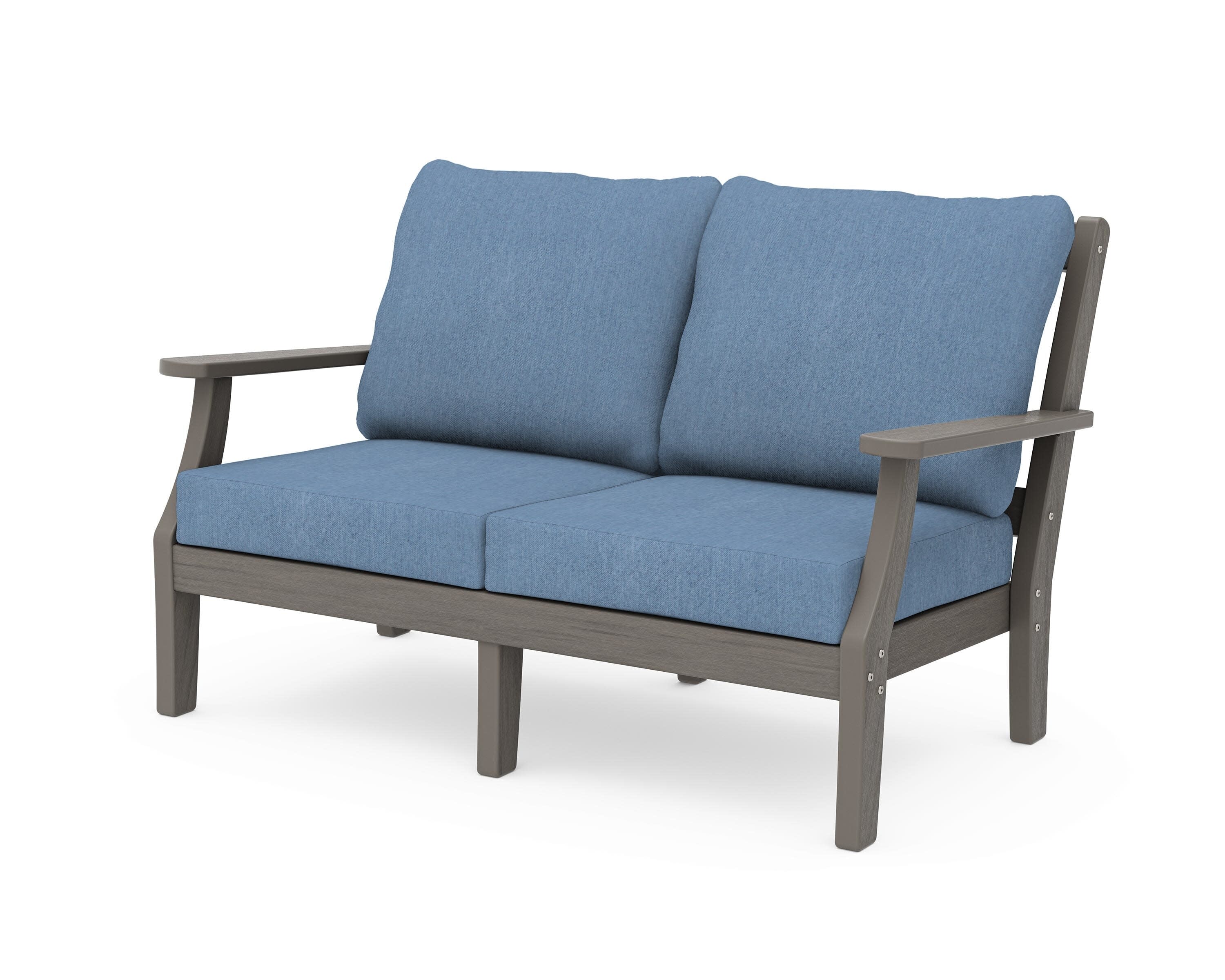 Chinoiserie Deep Seating Loveseat in Driftwood / Sky Blue
