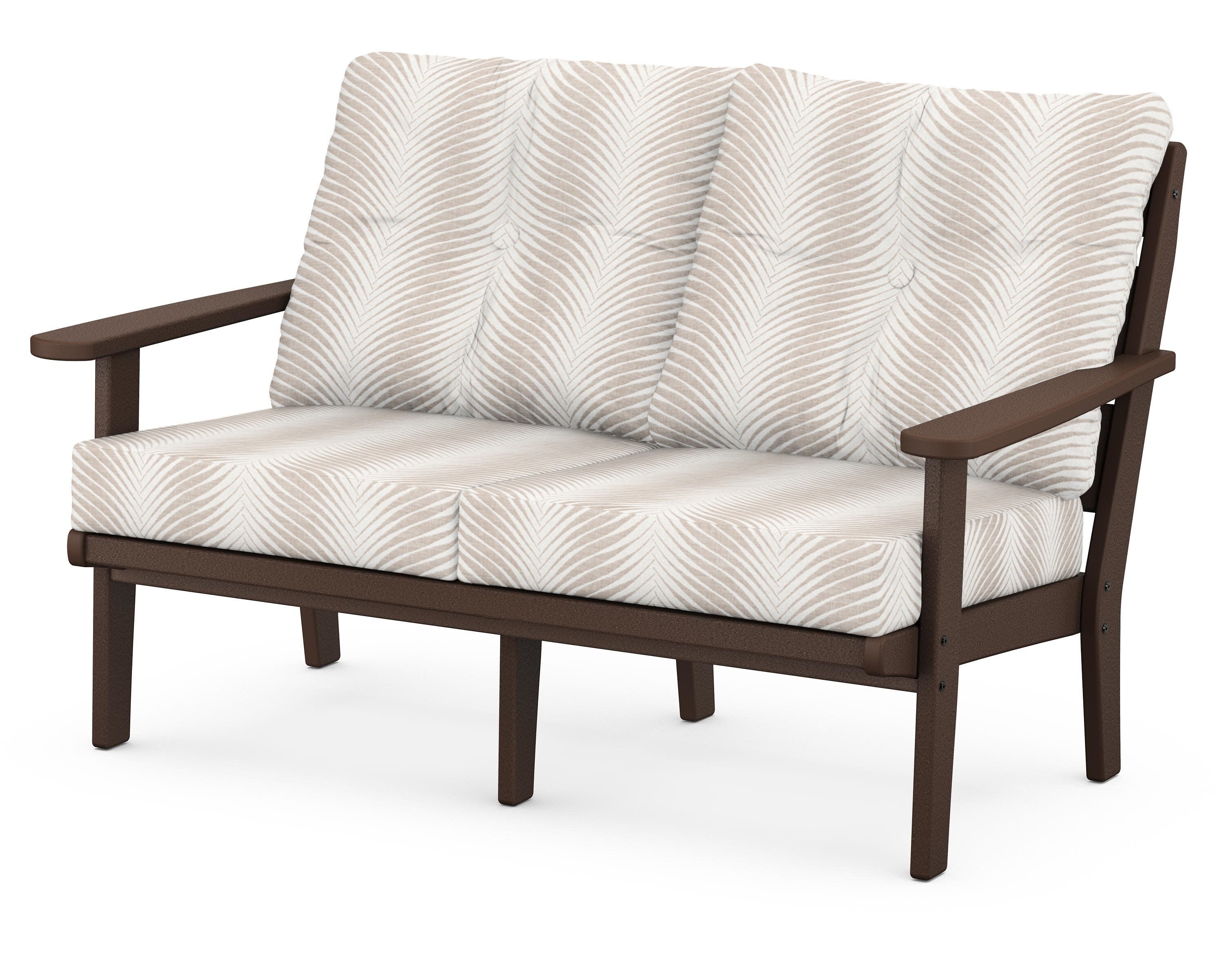 Lakeside Deep Seating Loveseat in Mahogany / Clock Out Cloud