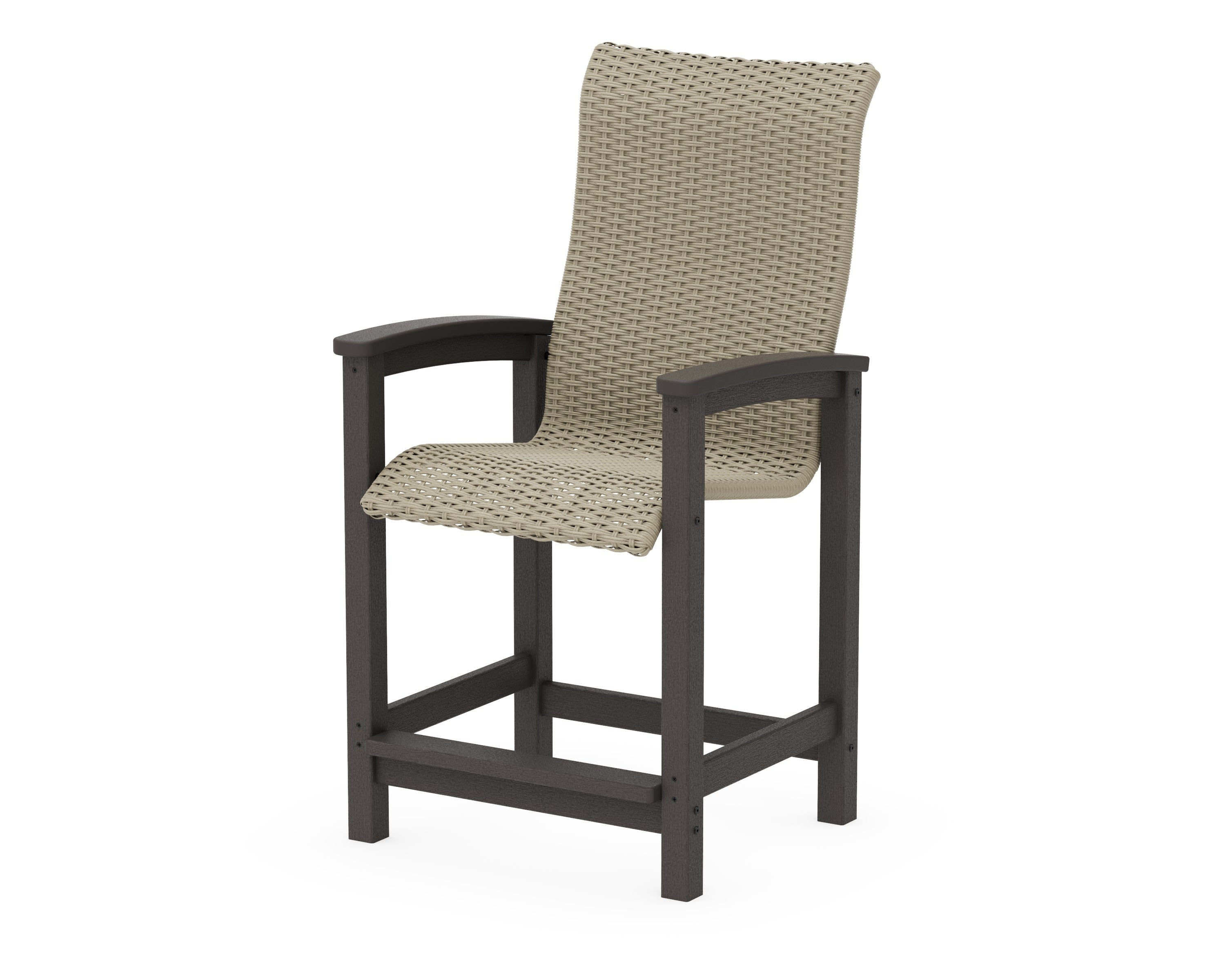 Coastal Woven High-Back Counter Chair in Vintage Coffee / Dune Grass