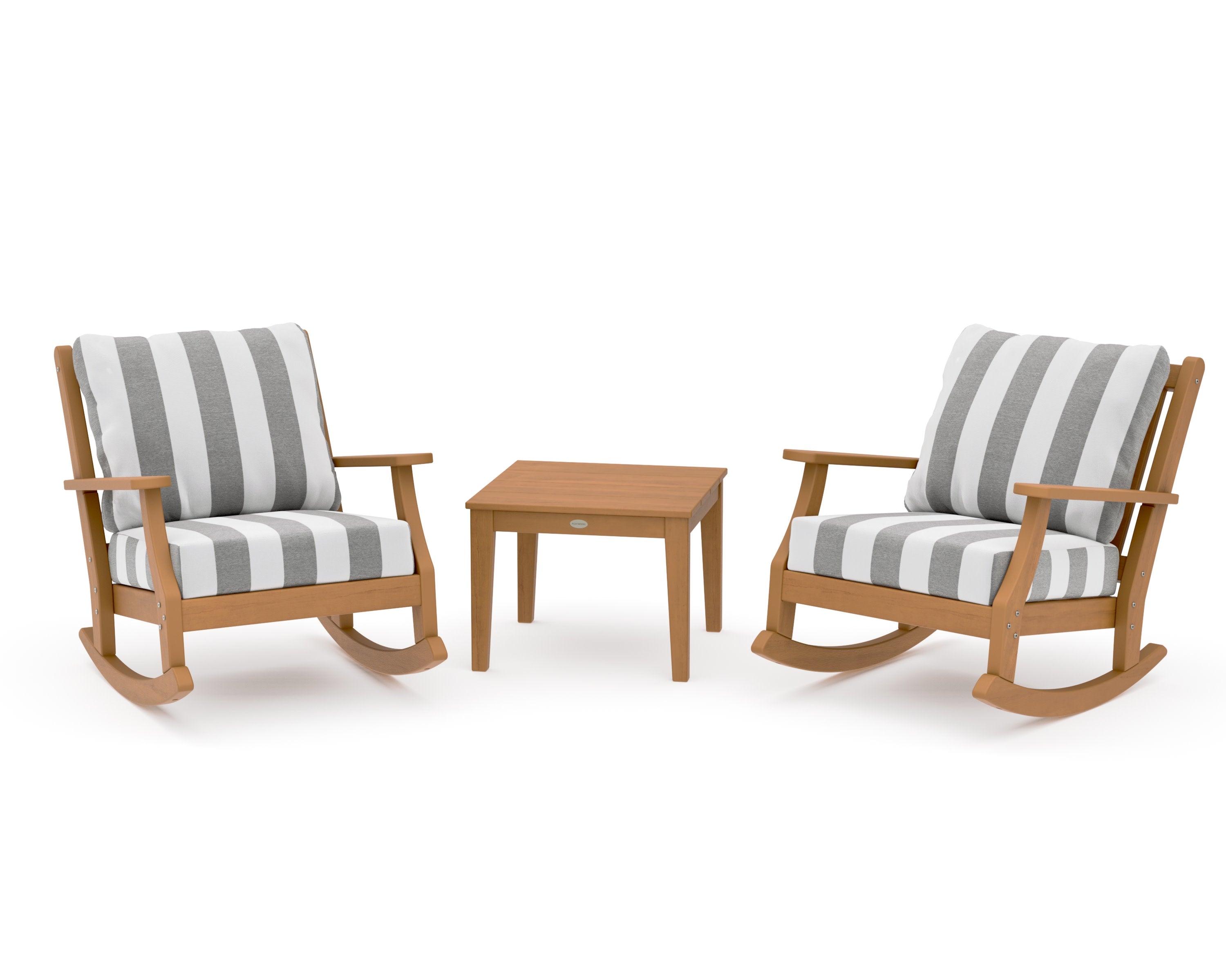 Wovendale 3-Piece Deep Seating Rocker Set in Natural / Cabana Stripe Grey Mist