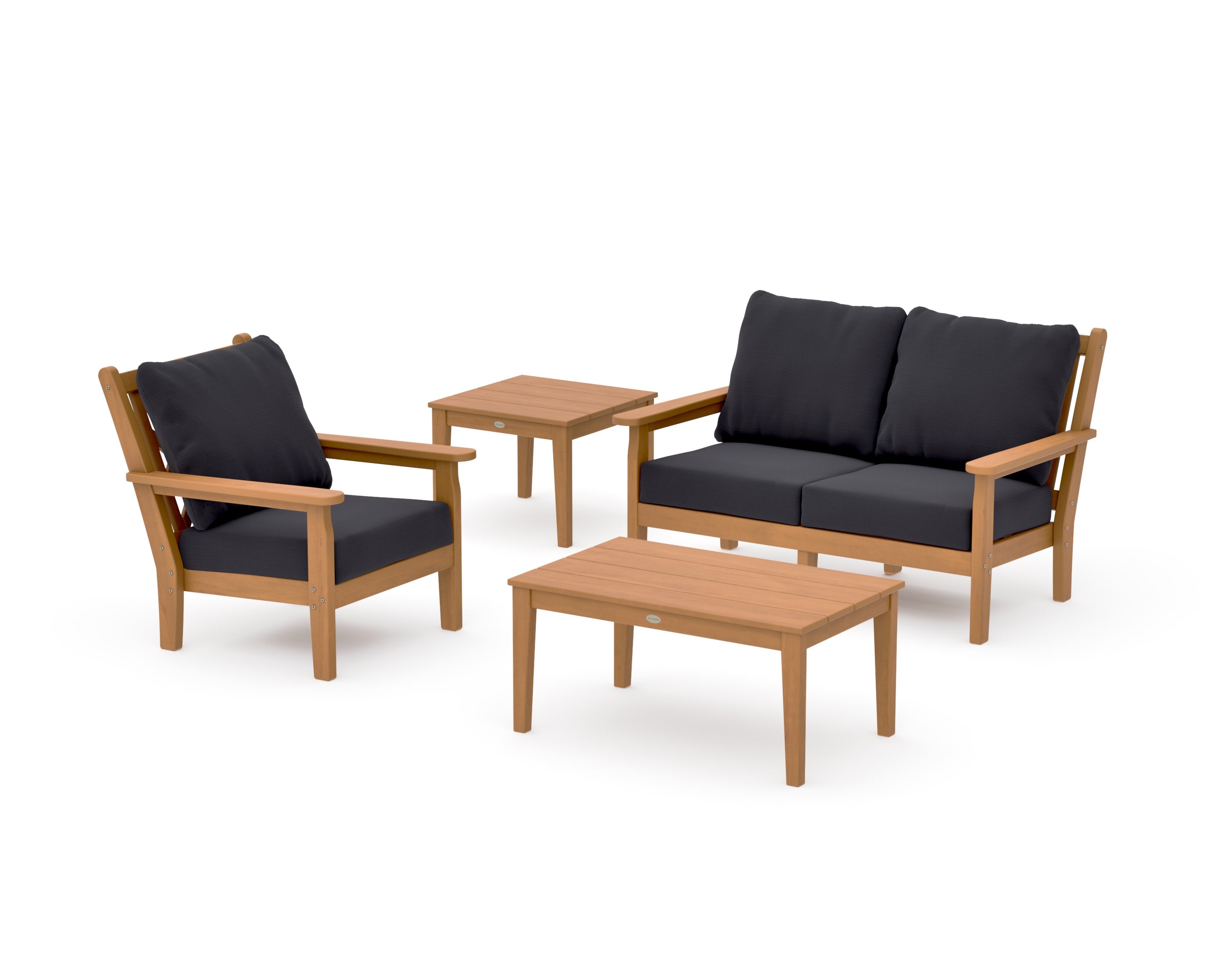 Chippendale 4-Piece Deep Seating Set in Natural / Midnight Linen