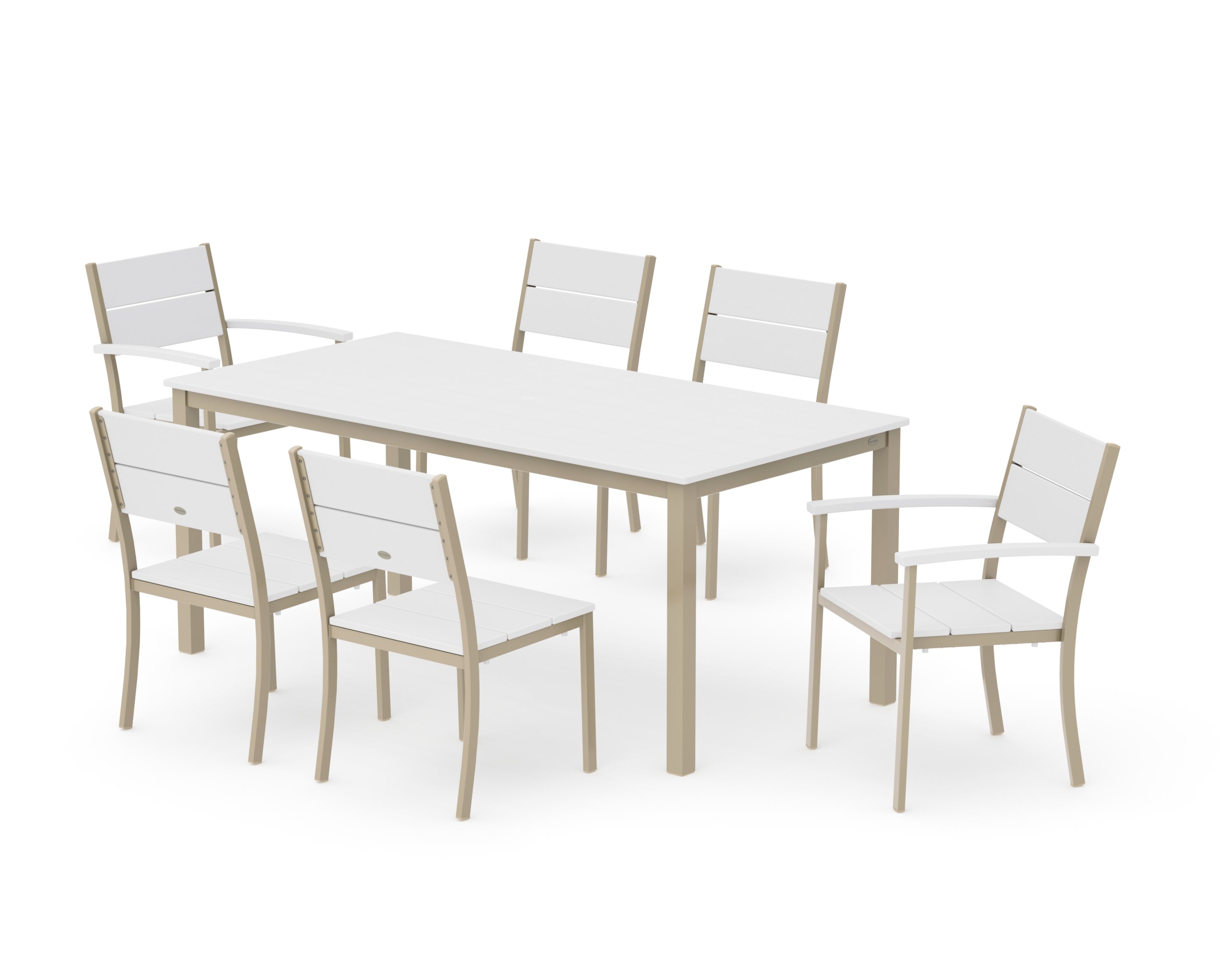 Main Street 7-Piece Dining Set in Sand / White