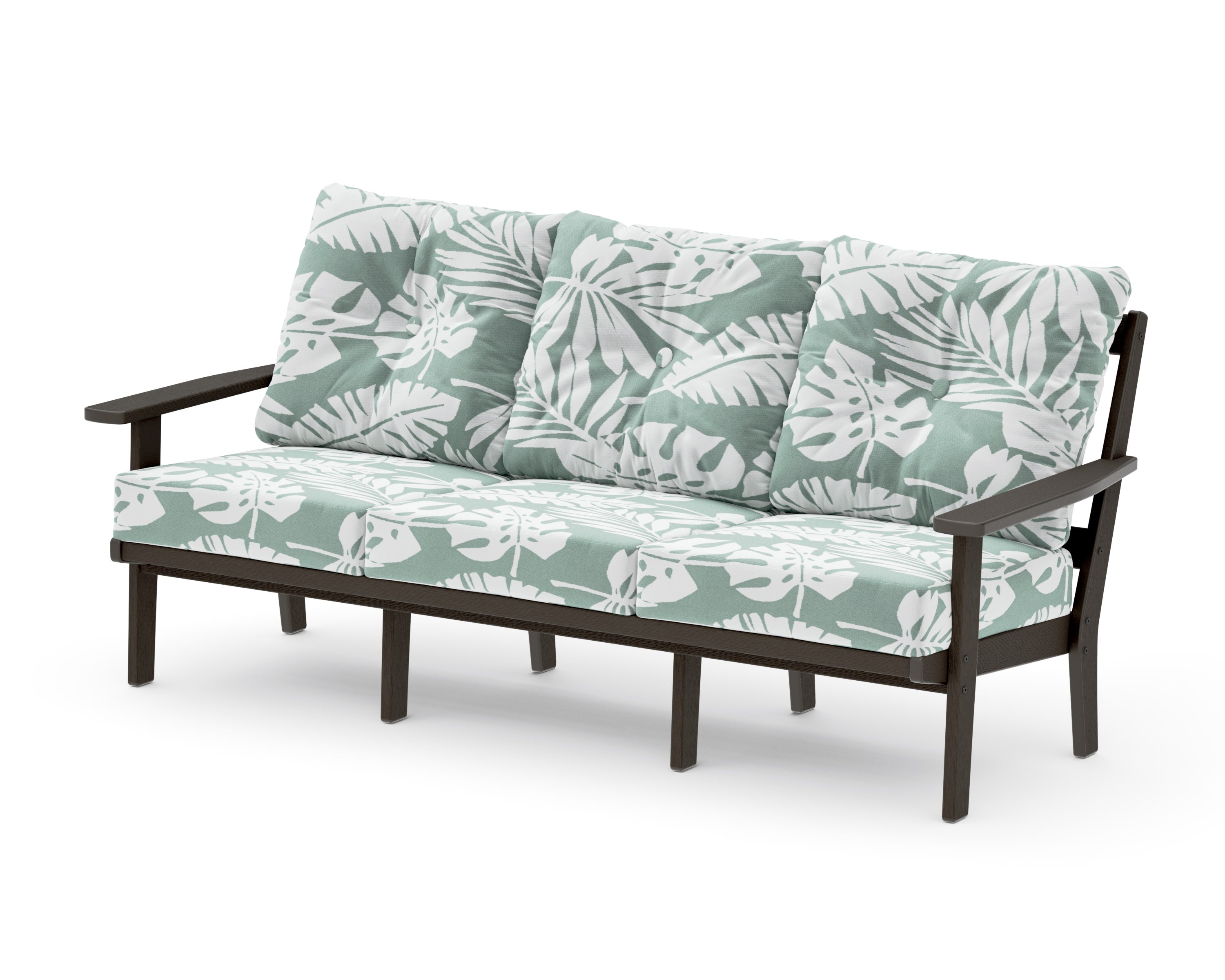 PrairieDeep Seating Sofa in Vintage Coffee / Leaf Glacier Spa