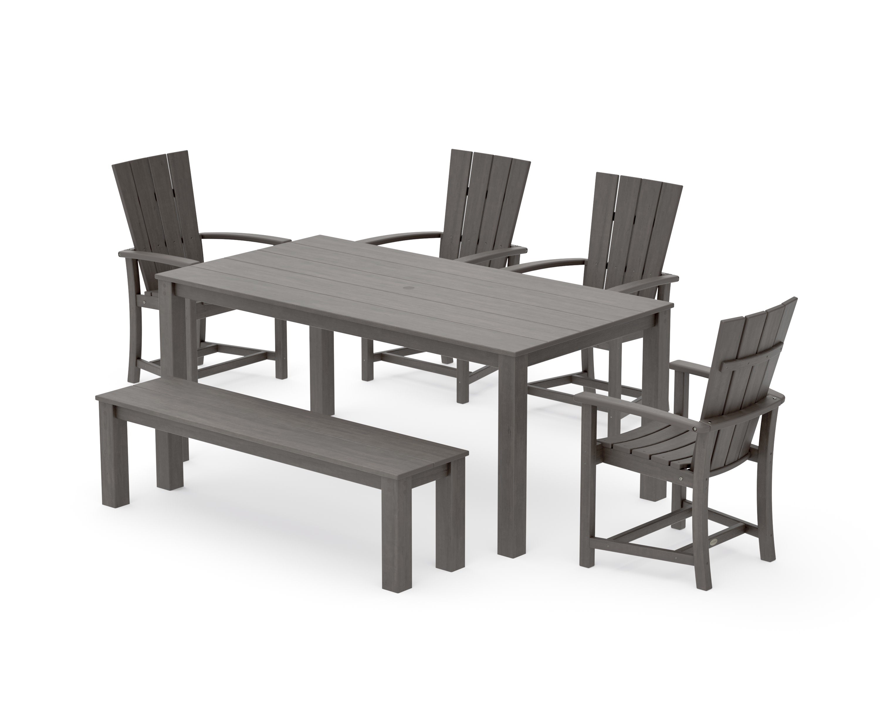 Quattro 6-Piece Parsons Dining Set with Bench in Driftwood