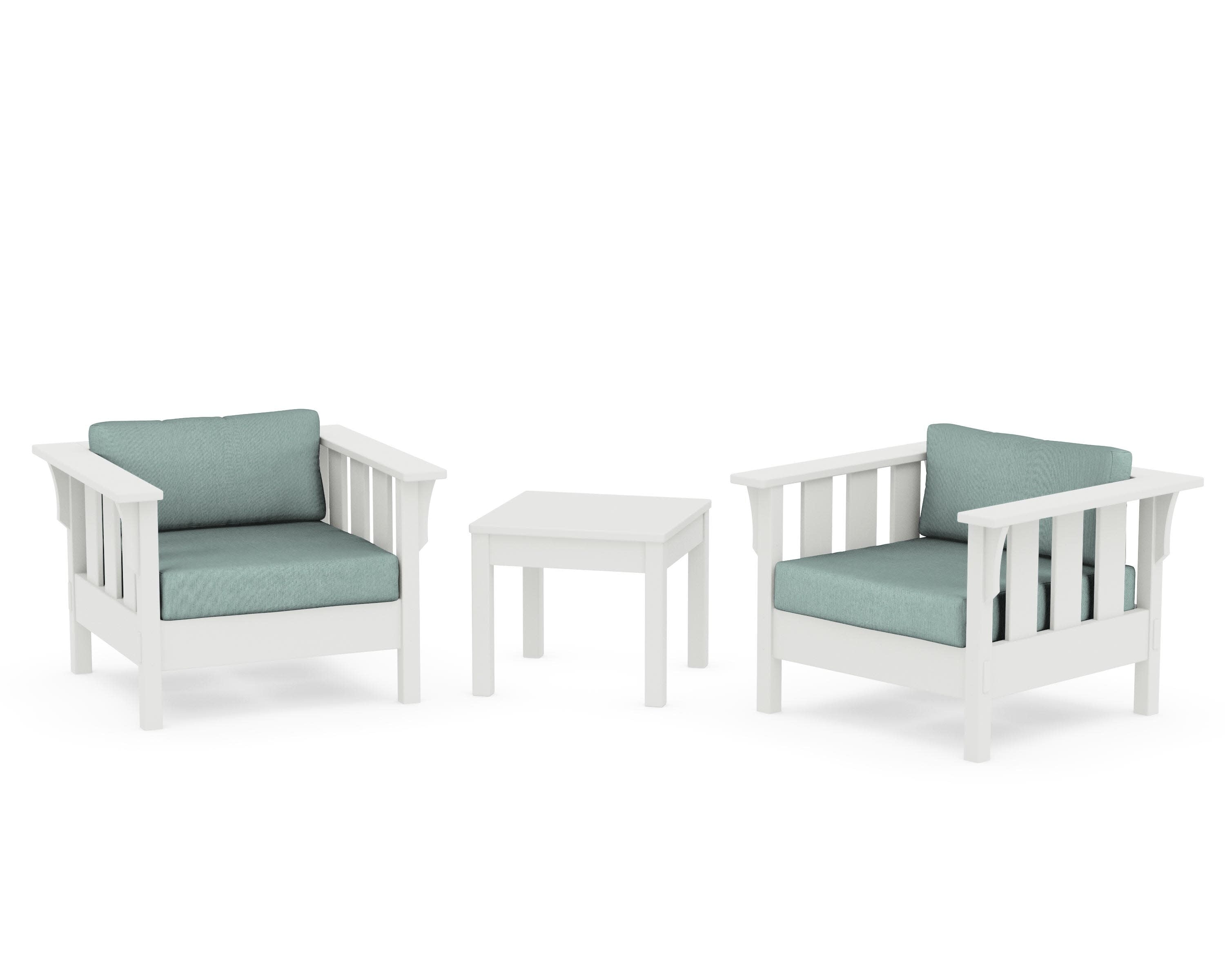Acadia 3-Piece Deep Seating Set in Vintage White / Glacier Spa