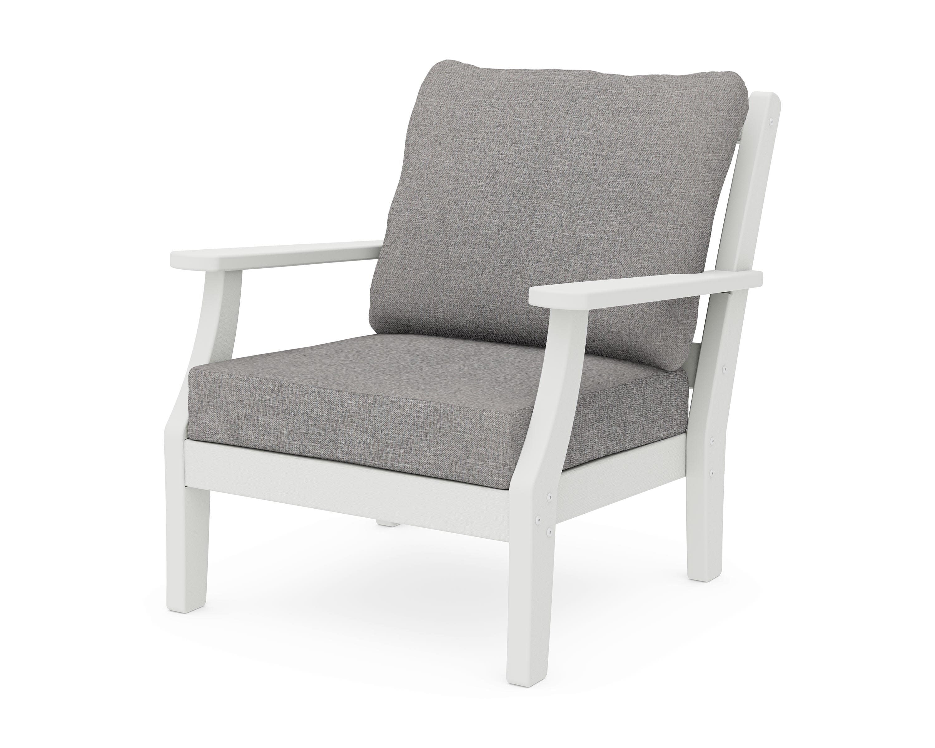 Chinoiserie Deep Seating Chair in Vintage White / Grey Mist