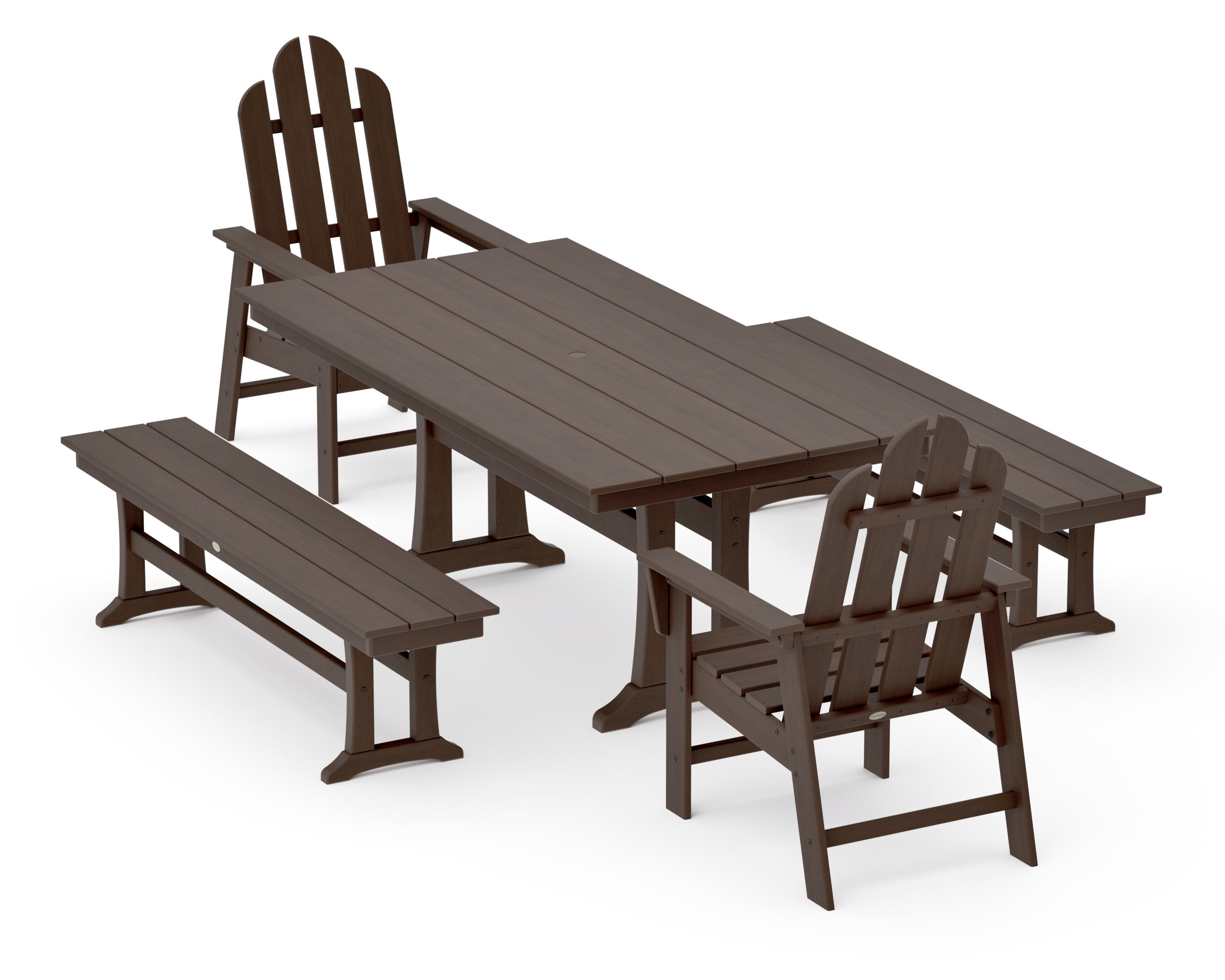 Long Island 5-Piece Farmhouse Dining Set With Trestle Legs in Kona