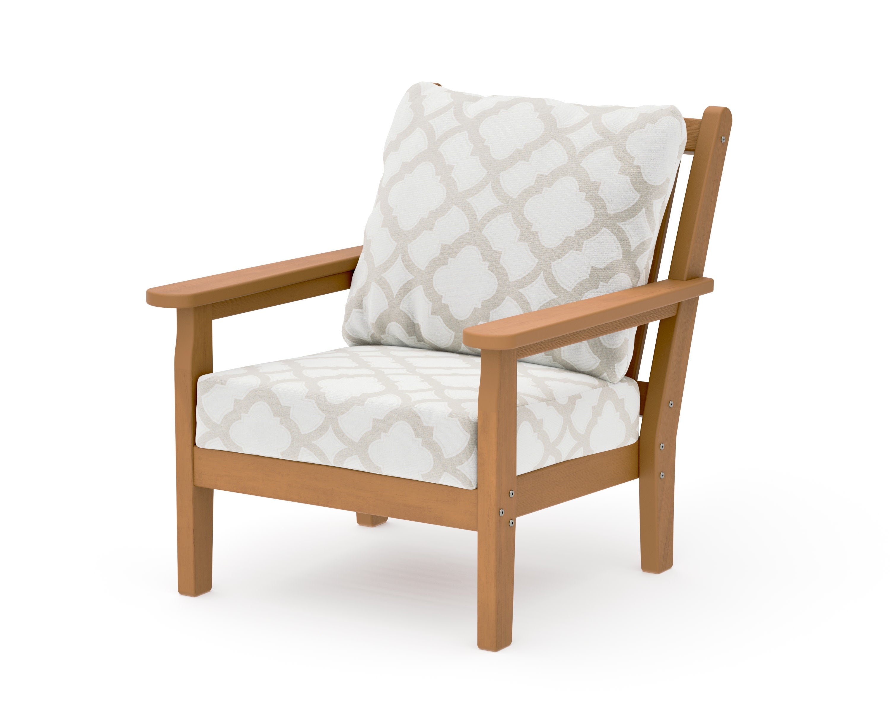 Chippendale Deep Seating Chair in Natural / Trellis Dune Burlap