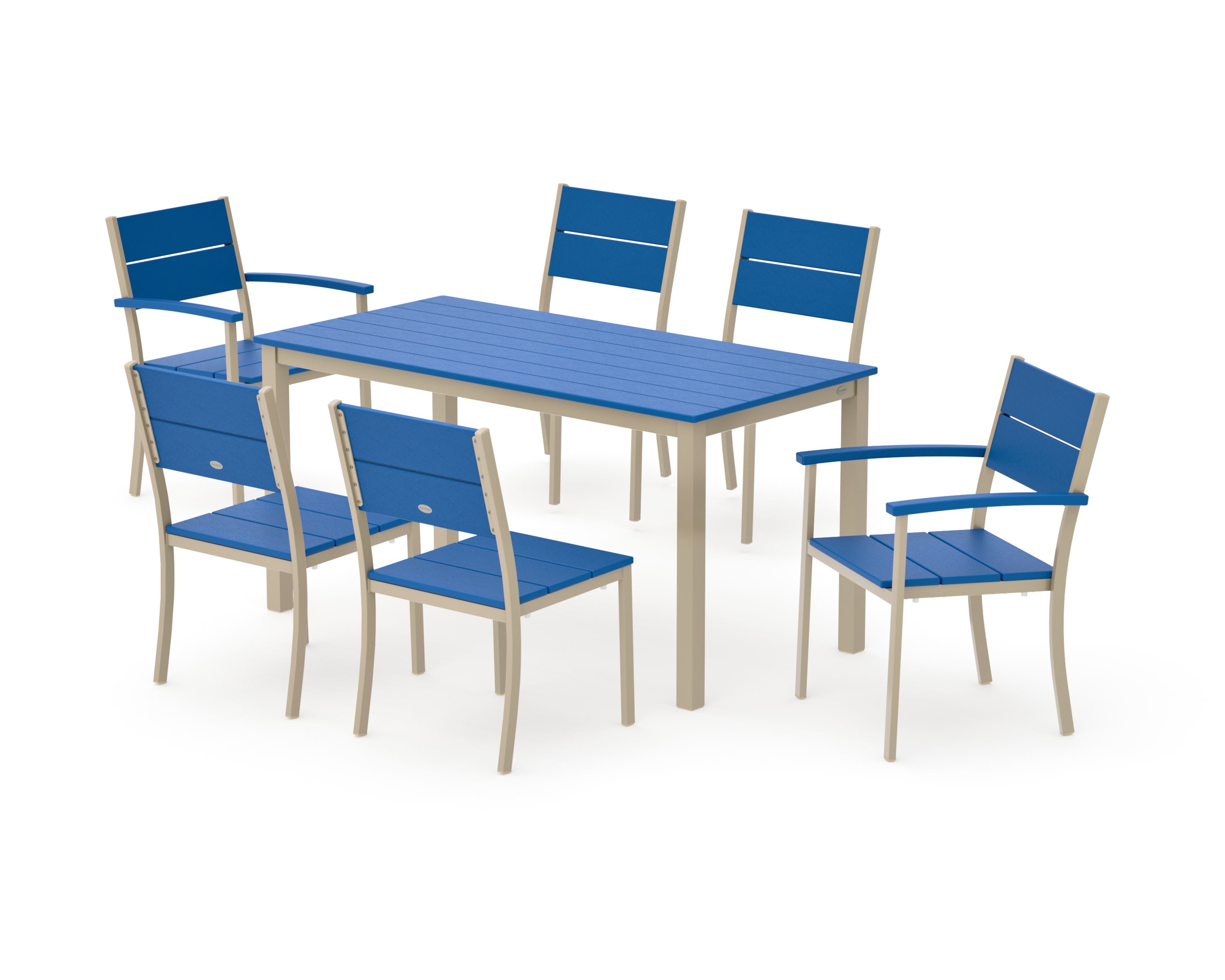 Main Street 7-Piece Dining Set in Sand / Pacific Blue