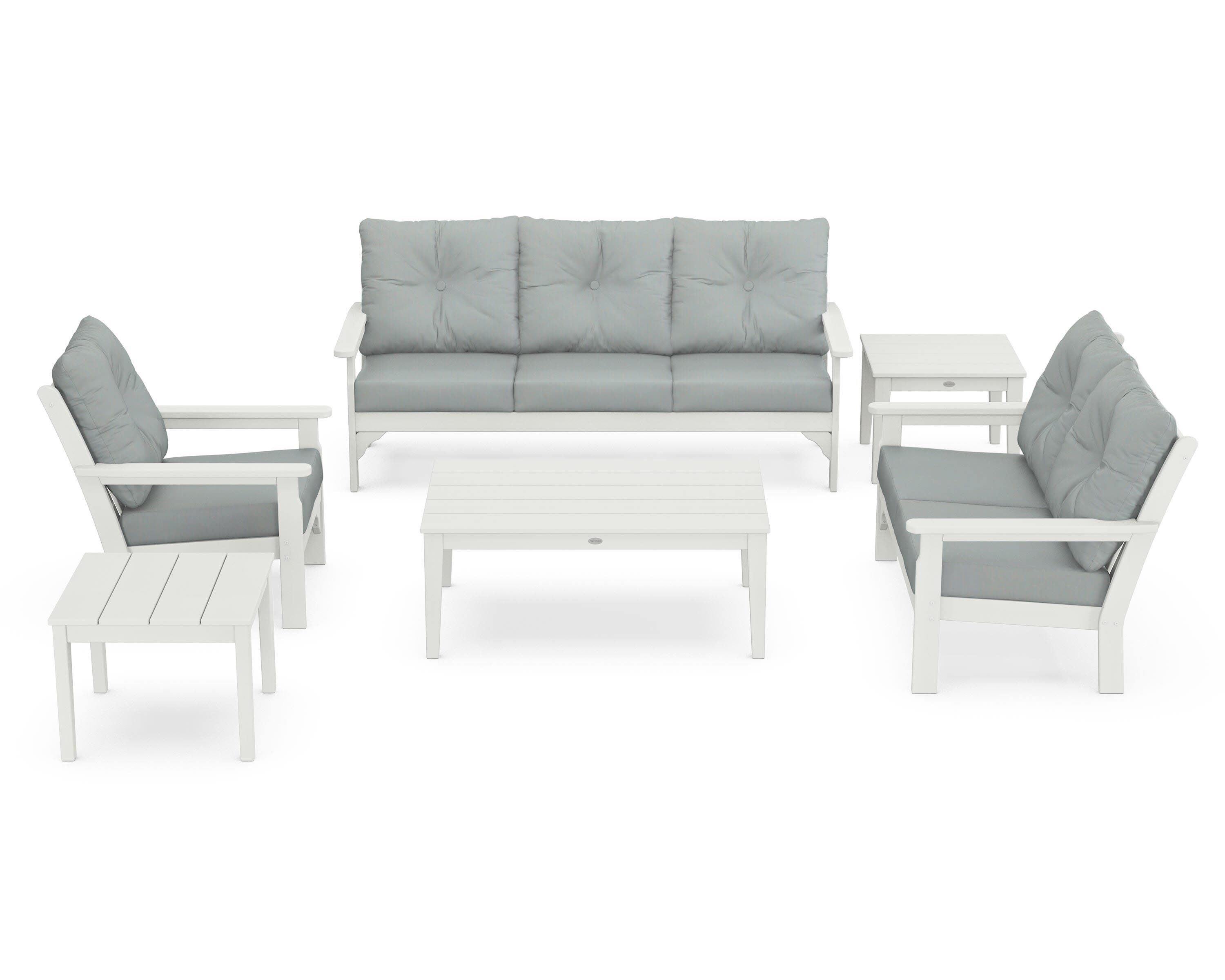 Vineyard 6-Piece Deep Seating Set in Vintage White / Spa