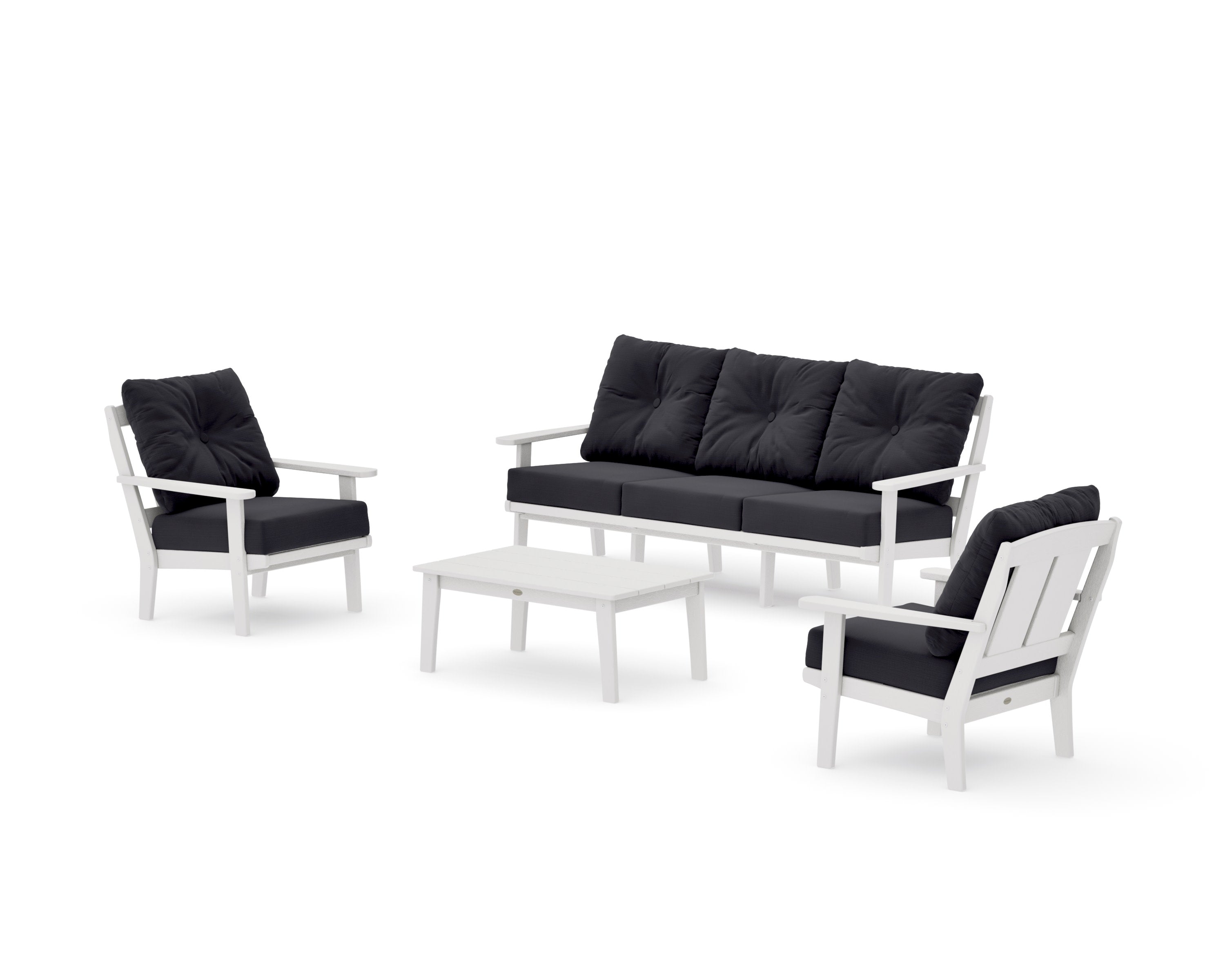 Mission 4-Piece Deep Seating Set with Sofa in Vintage White / Midnight Linen