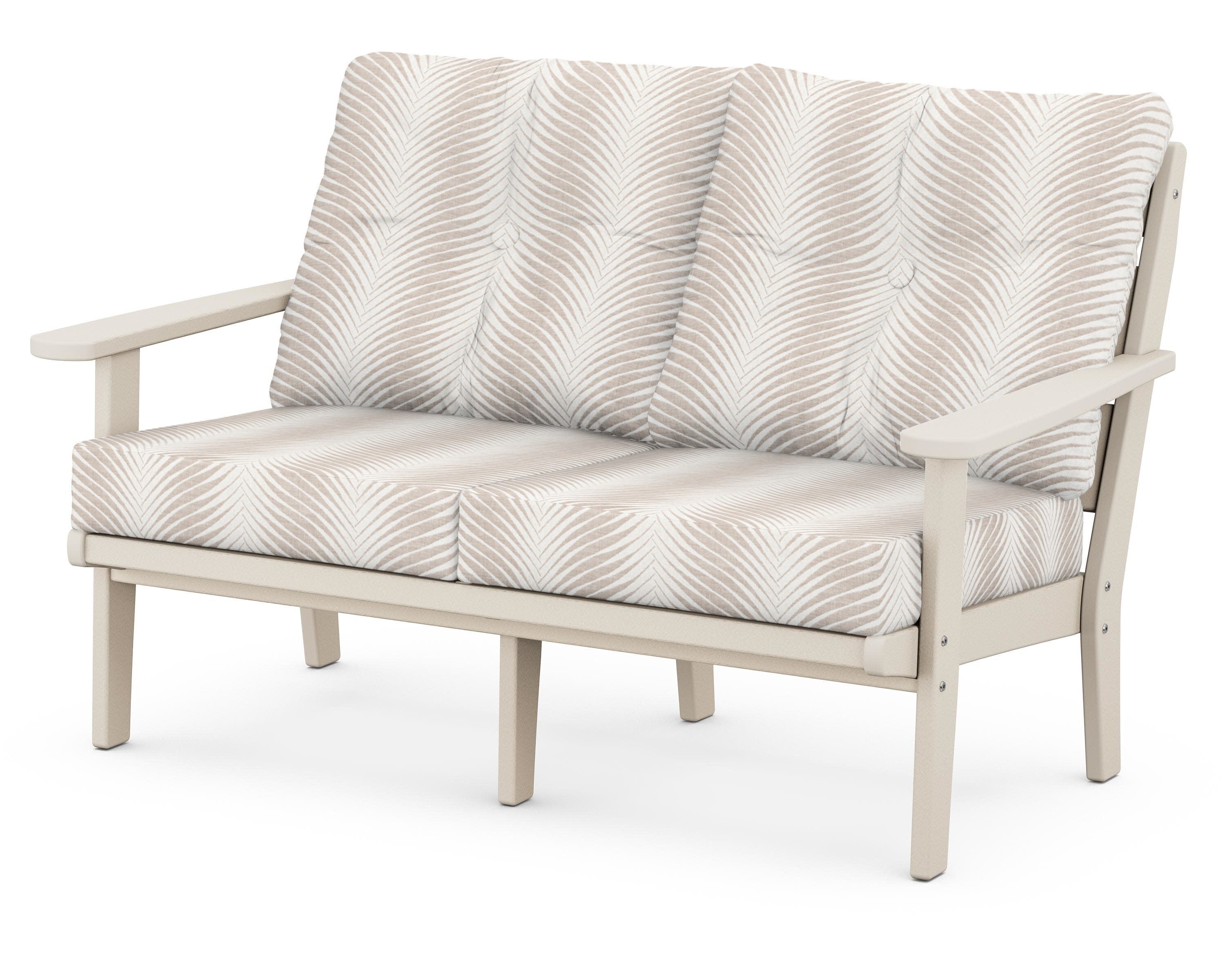 Lakeside Deep Seating Loveseat in Sand / Clock Out Cloud