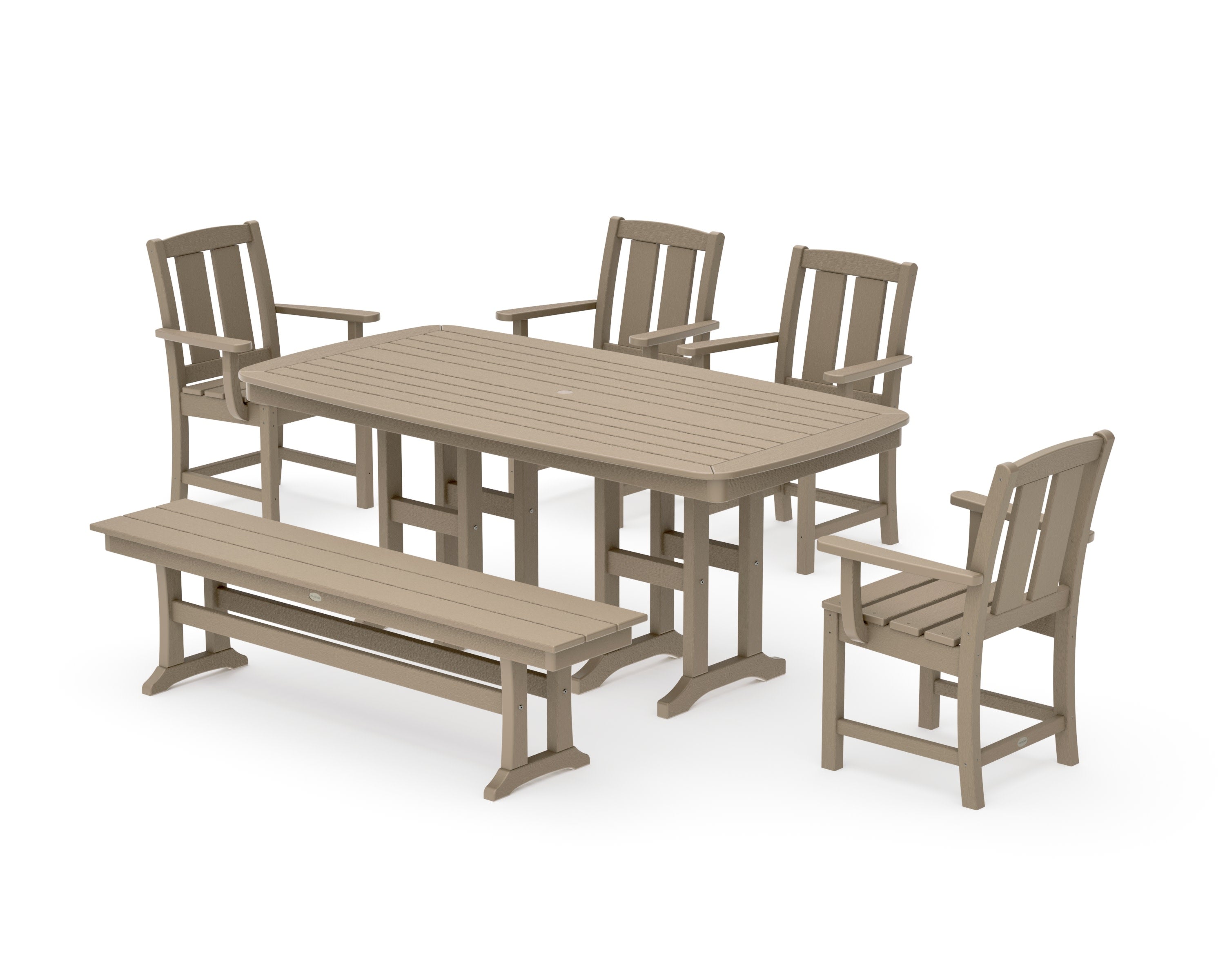 Mission 6-Piece Dining Set with Bench in Vintage Sahara