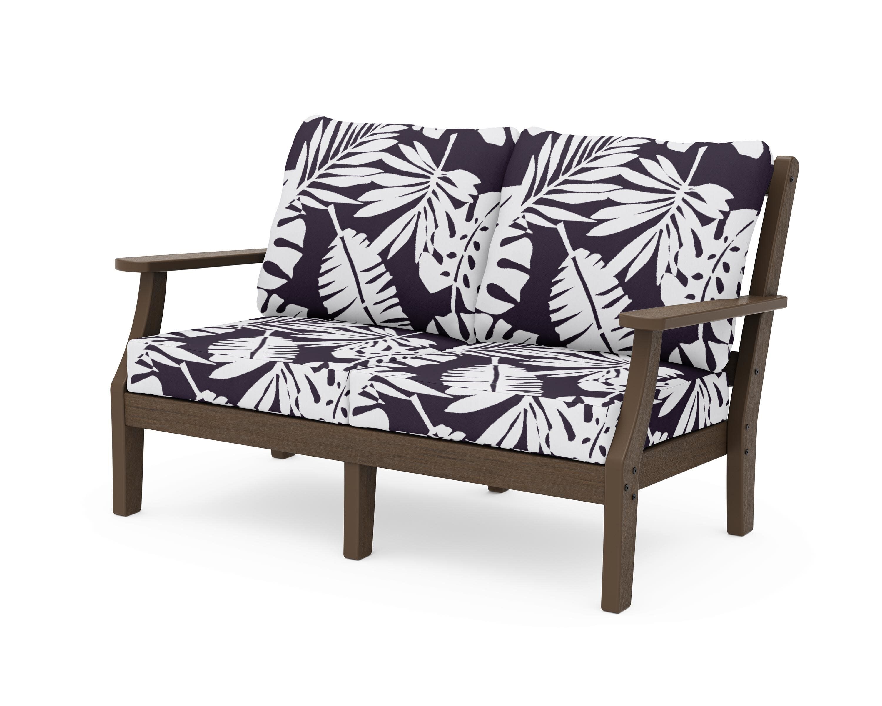 Chinoiserie Deep Seating Loveseat in Kona / Leaf Navy