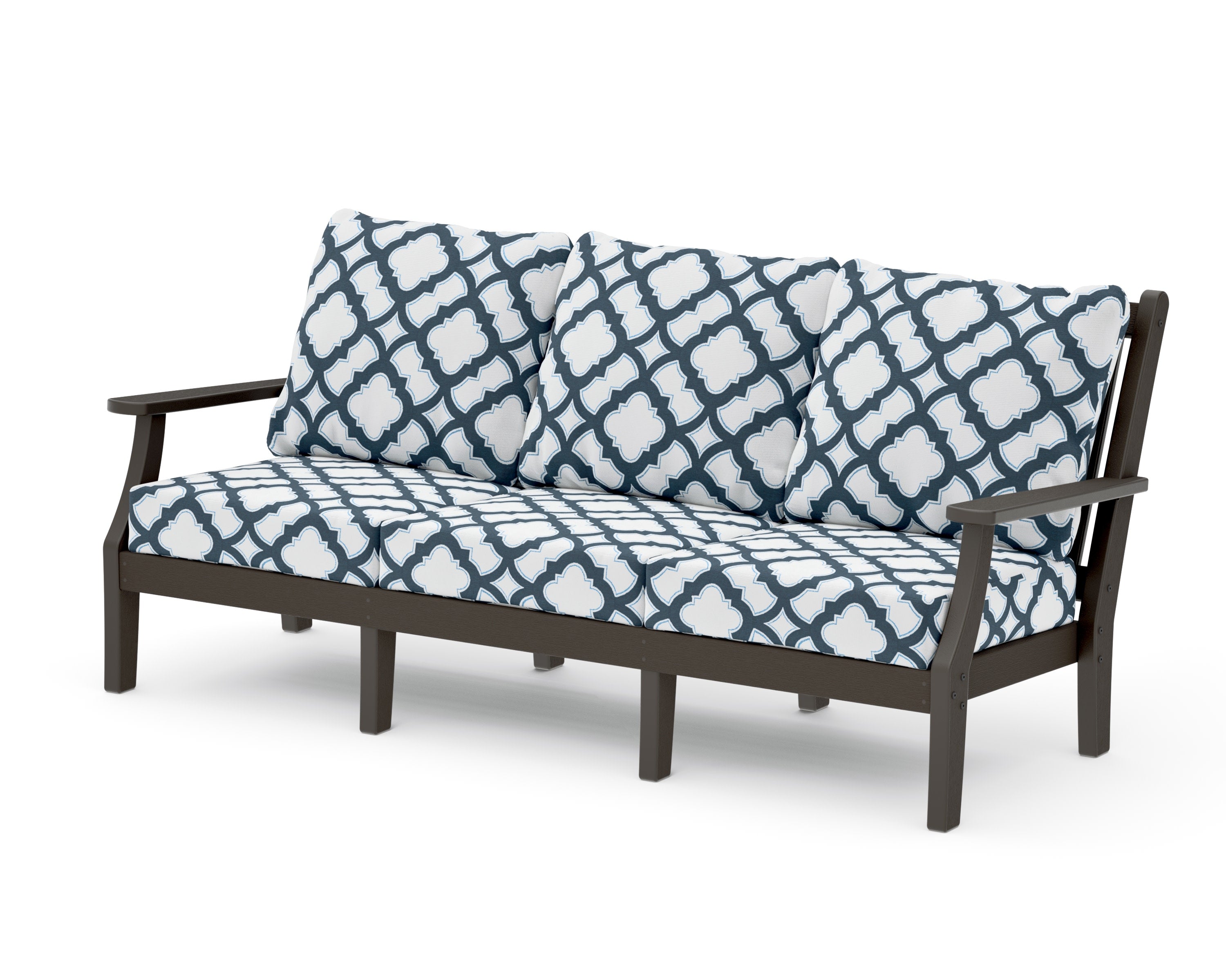 Wovendale Deep Seating Sofa in Vintage Coffee / Trellis Marine Indigo