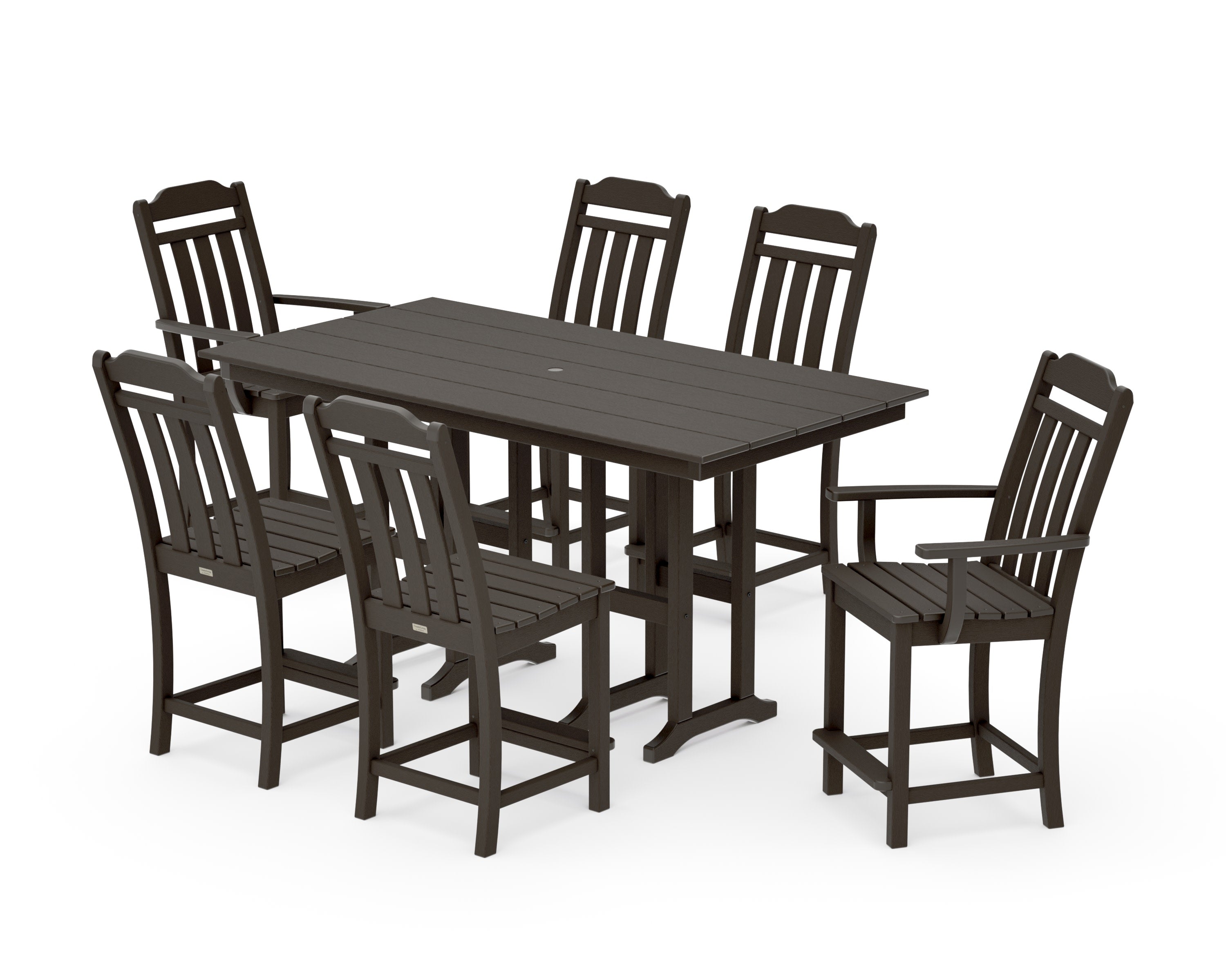 Cottage 7-Piece Farmhouse Counter Set in Vintage Coffee