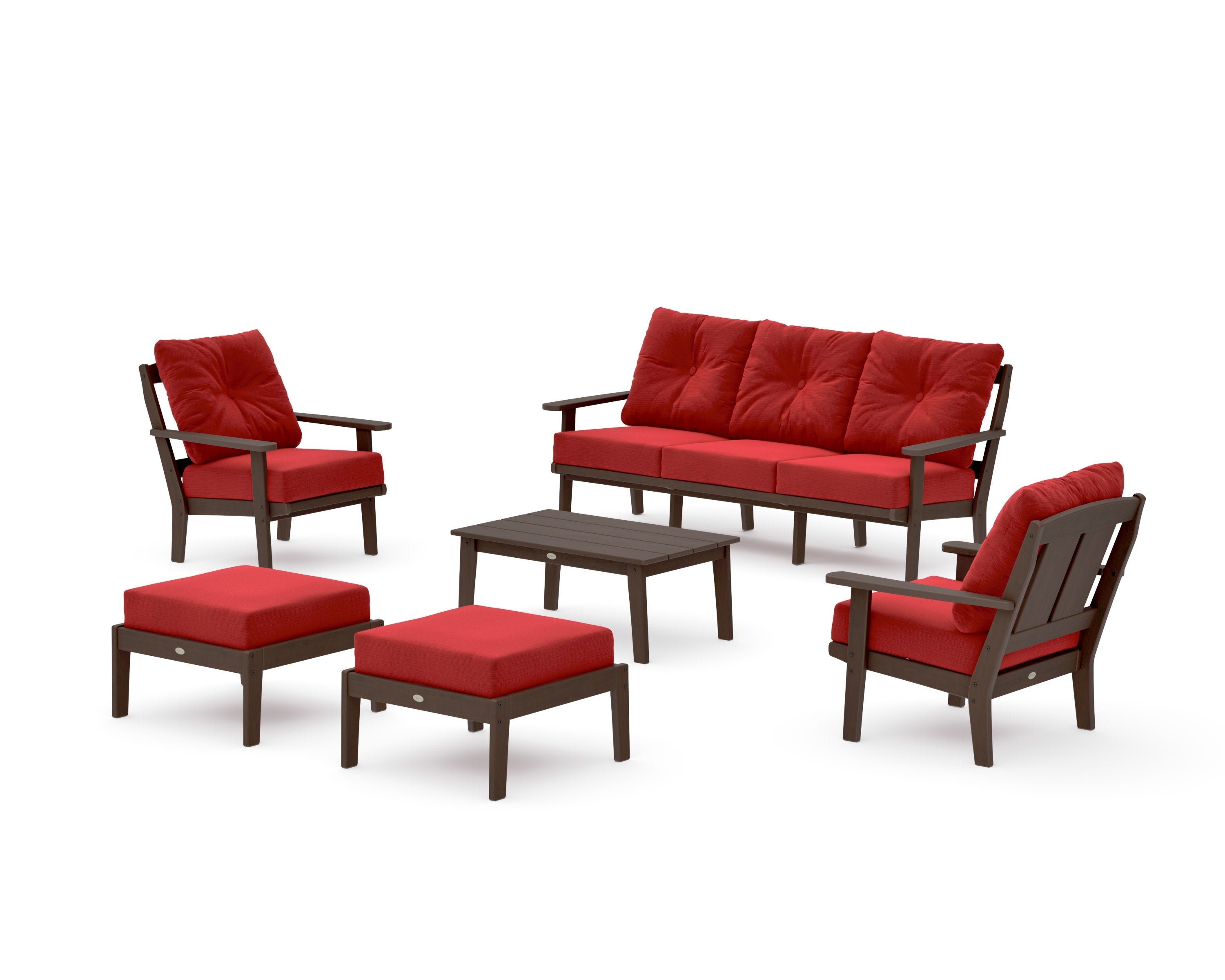 Mission 6-Piece Lounge Sofa Set in Kona / Crimson Linen