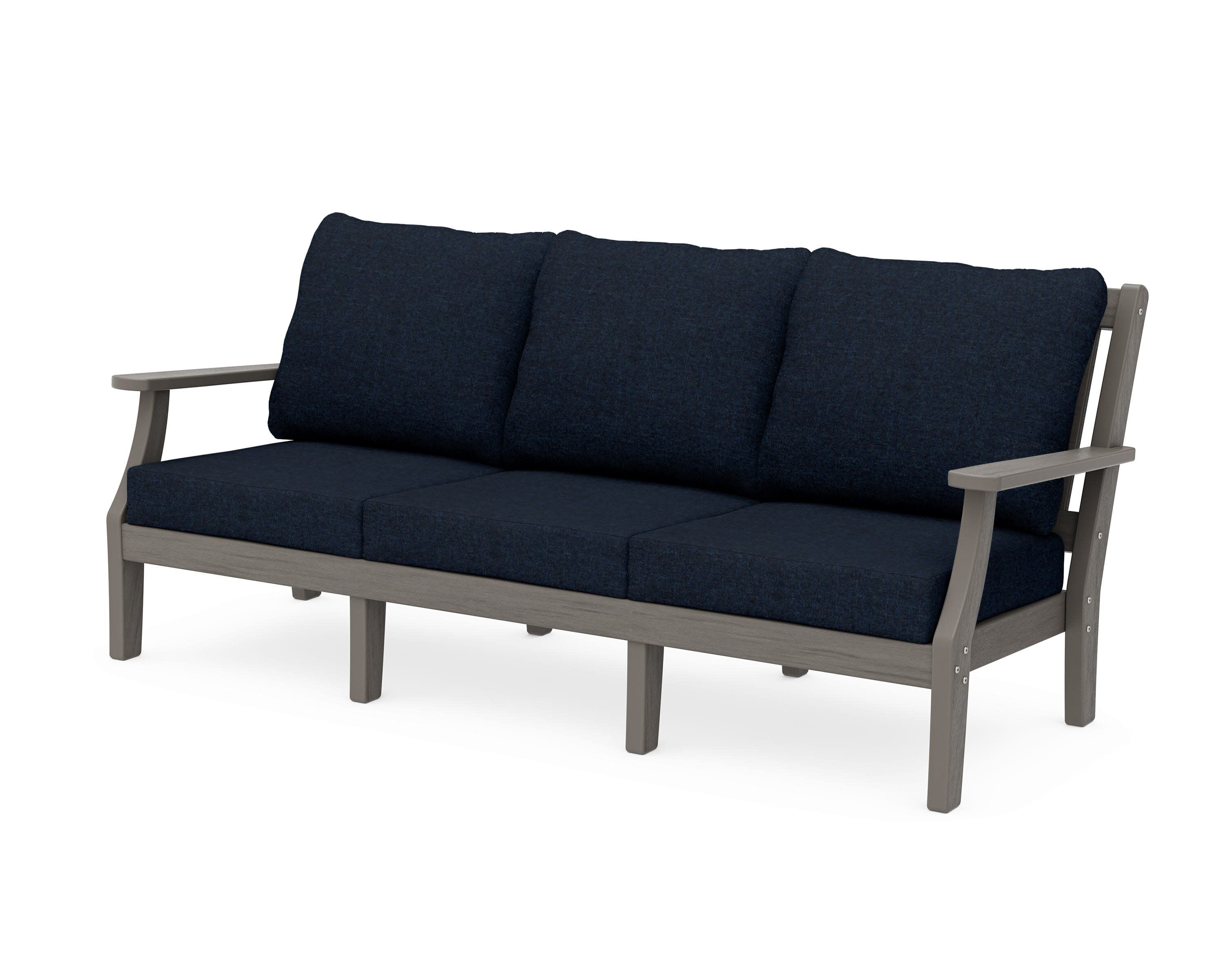 Chinoiserie Deep Seating Sofa in Driftwood / Marine Indigo