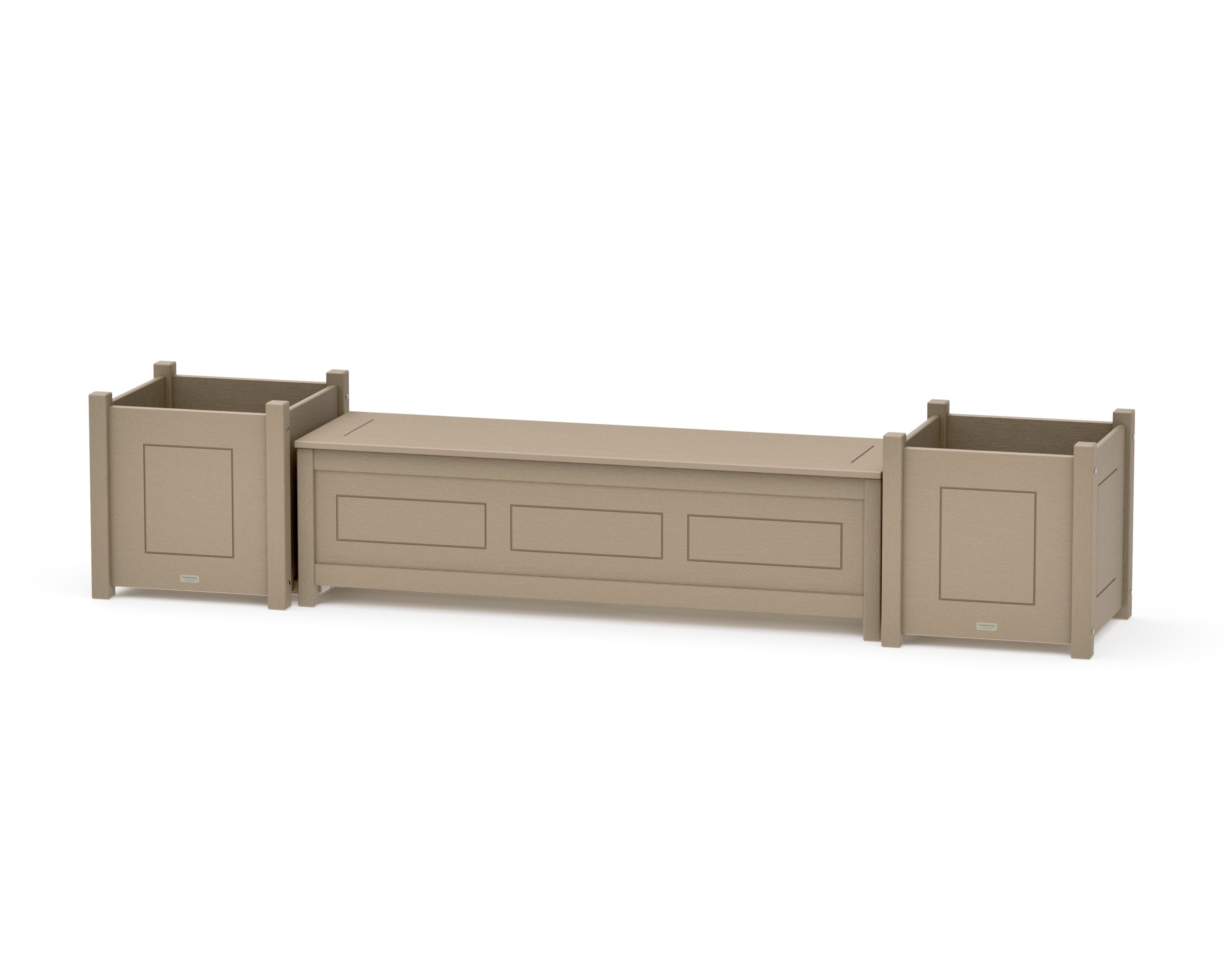 60" Country Living Straight Planter Storage Bench Set- Large in Vintage Sahara