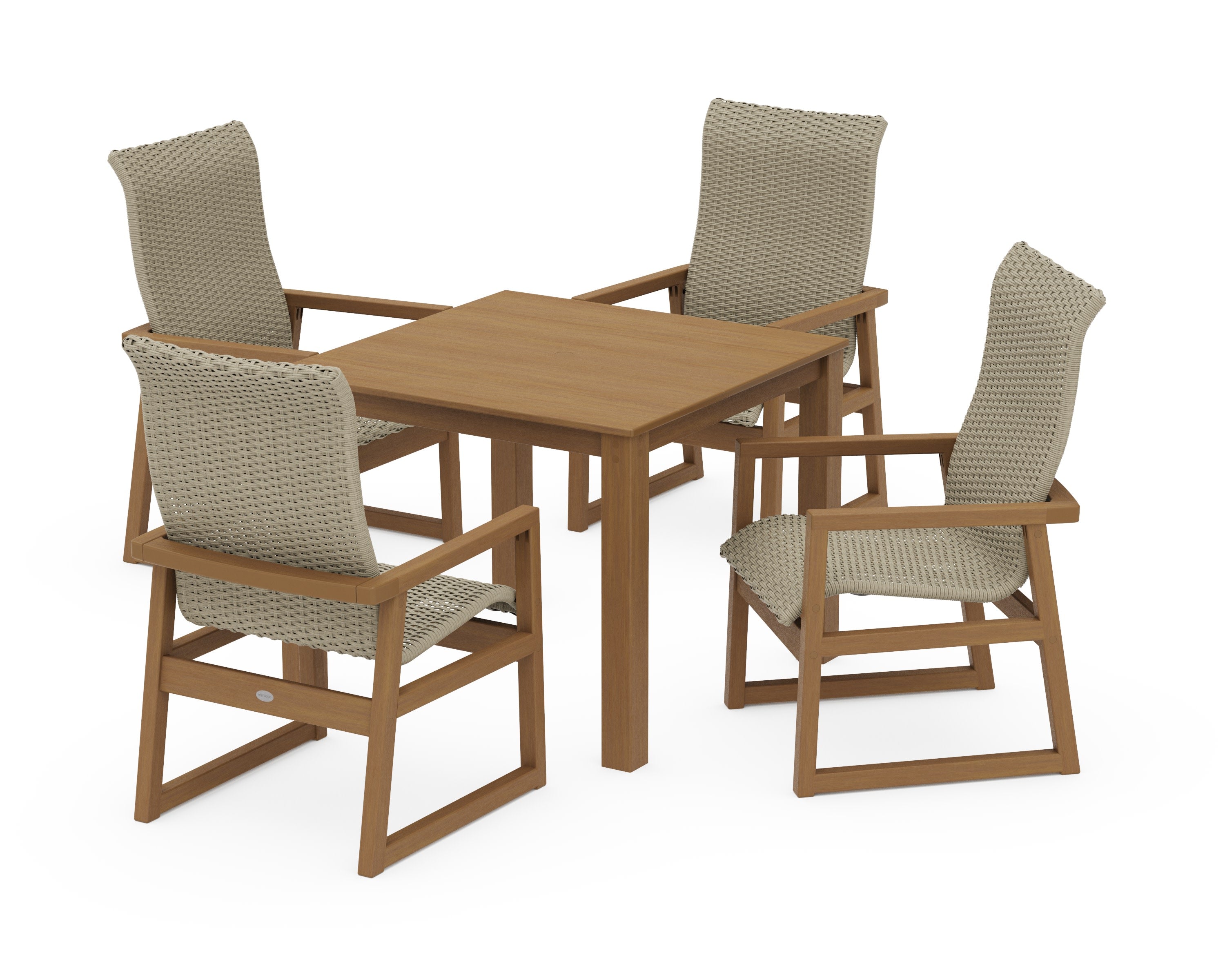 EDGE Woven Highback 5-Piece Parsons Dining Set in Natural / Dune Grass