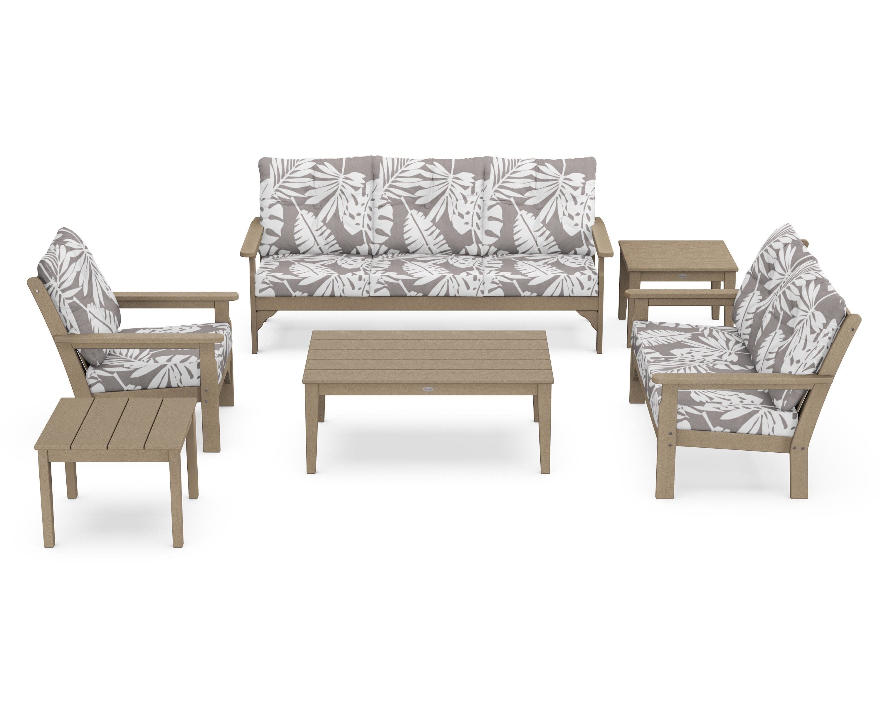 Vineyard 6-Piece Deep Seating Set in Vintage Sahara / Leaf Grey Mist
