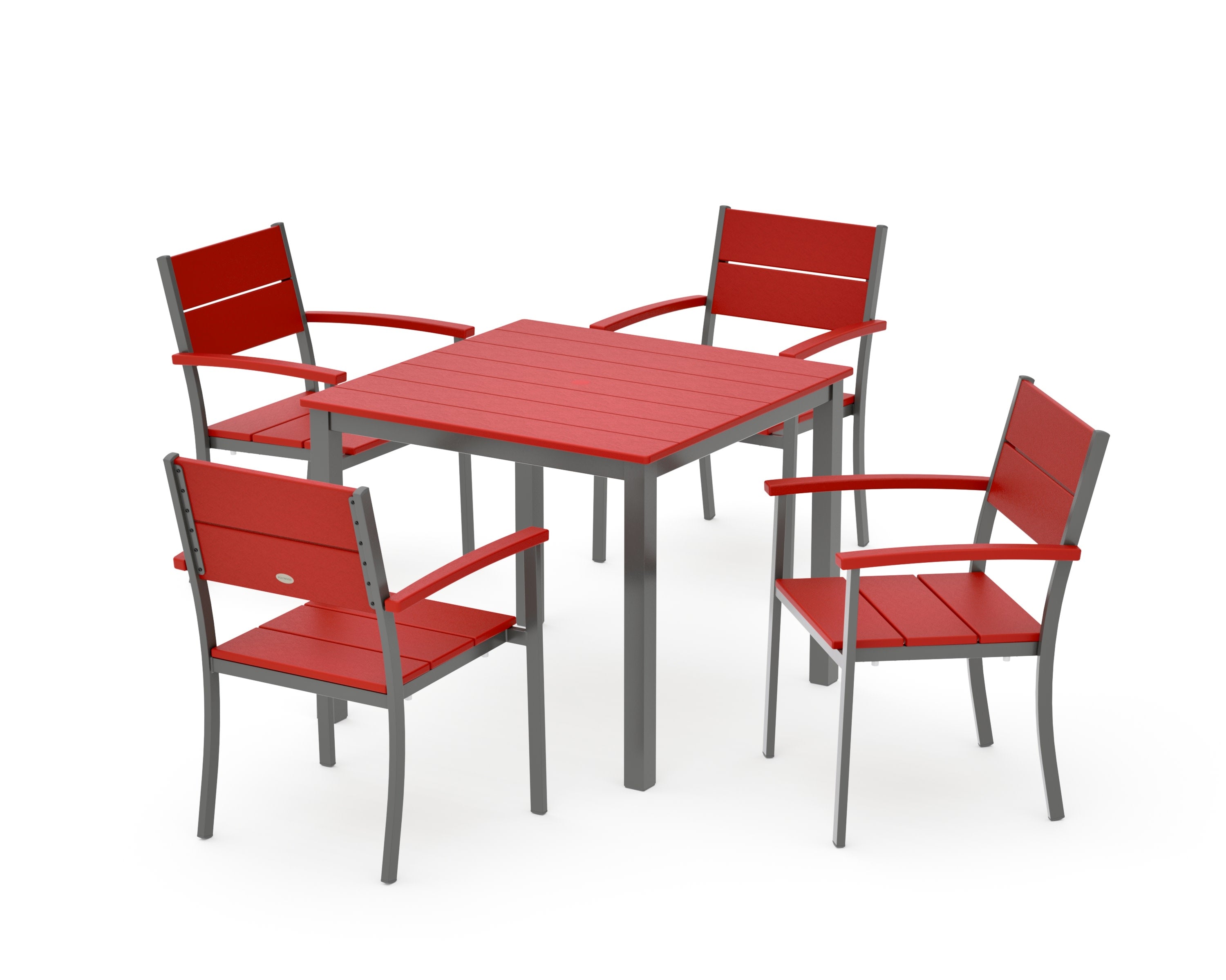Main Street 5-Piece Dining Set in Charcoal / Sunset Red
