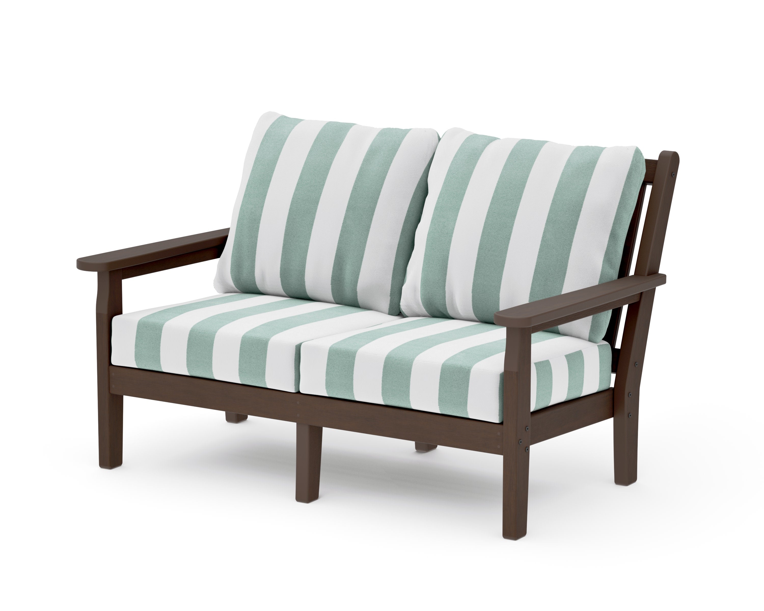 Chippendale Deep Seating Loveseat in Kona / Cabana Stripe Glacier Spa