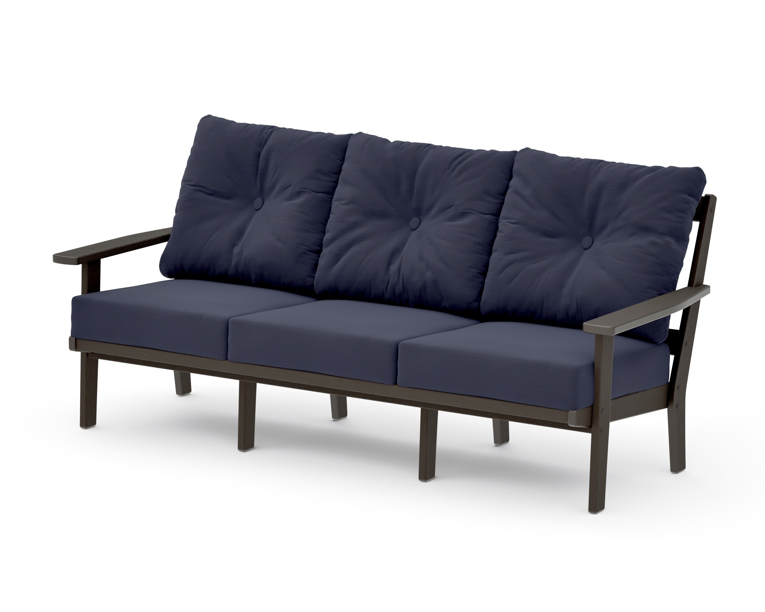 Oxford Deep Seating Sofa in Vintage Coffee / Navy Linen