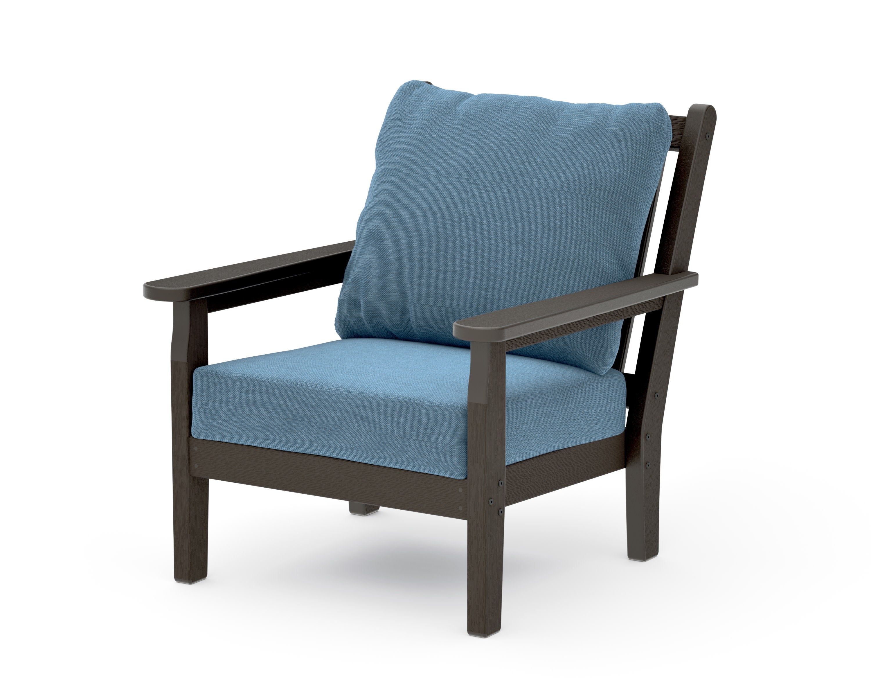 Chippendale Deep Seating Chair in Vintage Coffee / Sky Blue