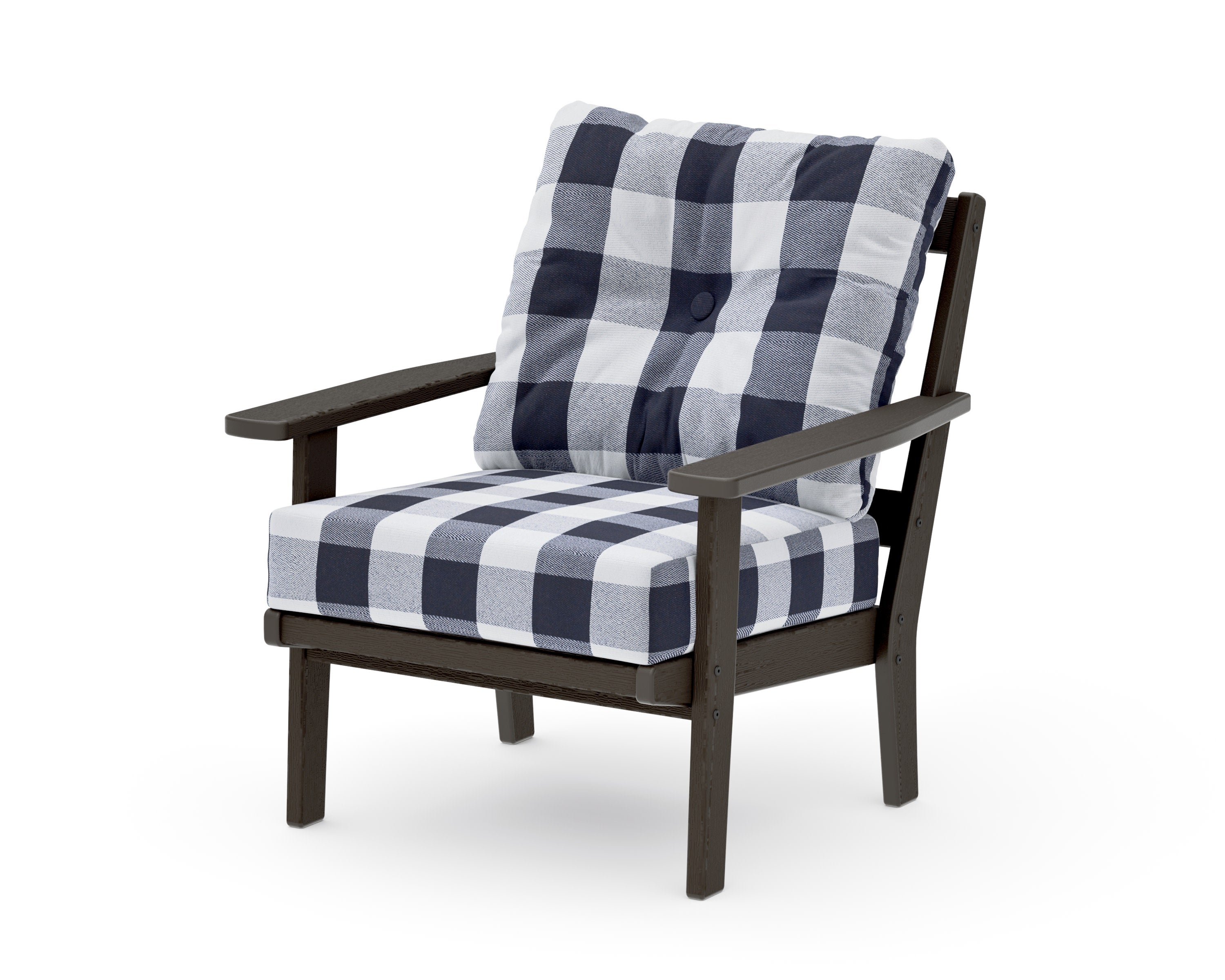 Prairie Deep Seating Chair in Vintage Coffee / Buffalo Plaid Navy