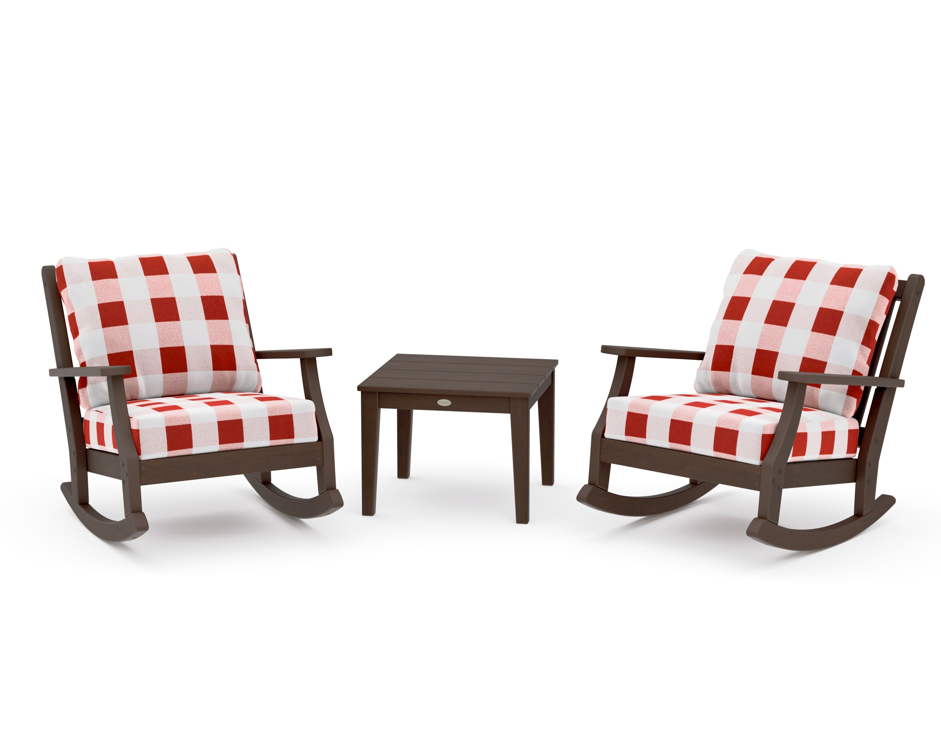 Wovendale 3-Piece Deep Seating Rocker Set in Kona / Buffalo Plaid Crimson