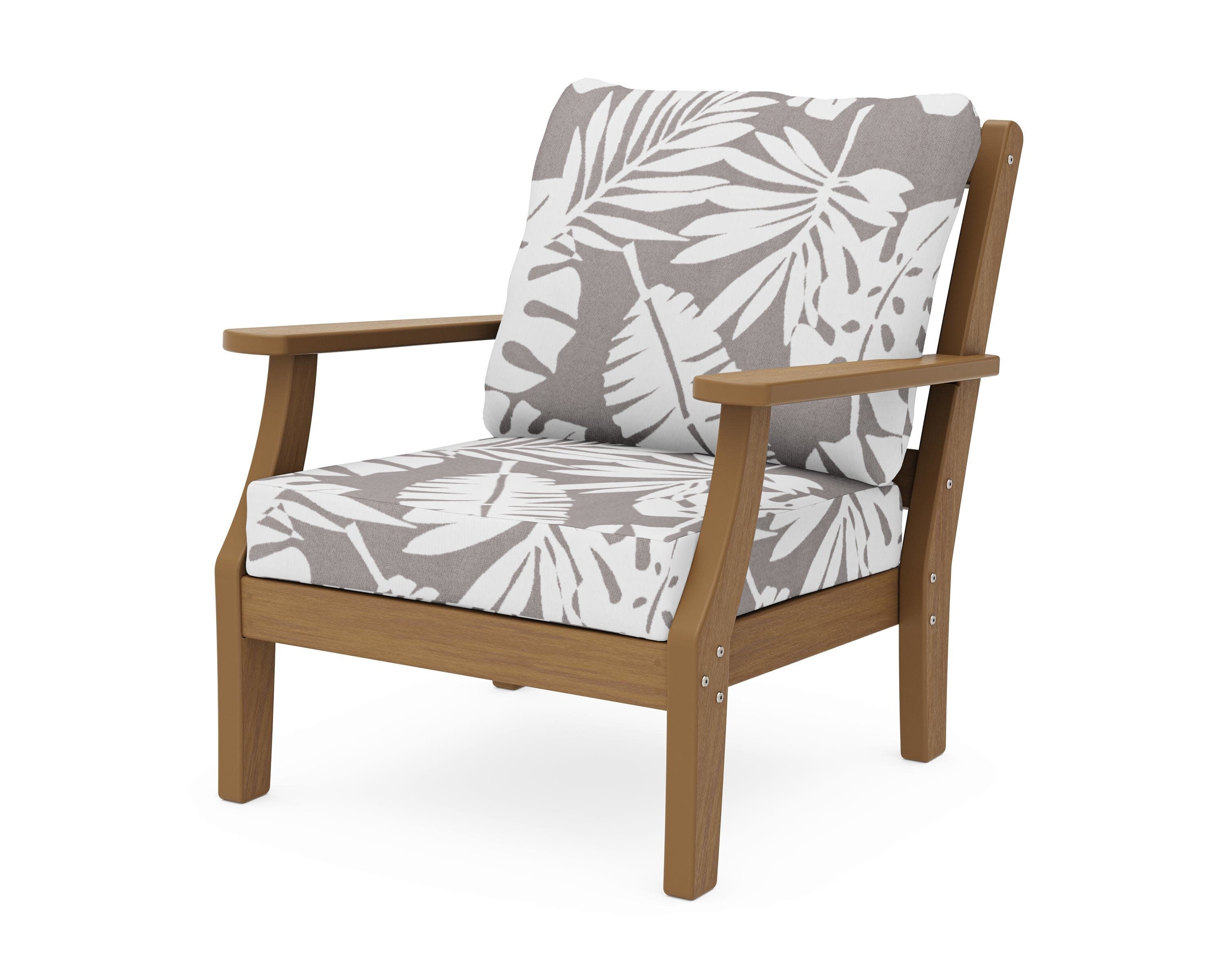 Chinoiserie Deep Seating Chair in Natural / Leaf Grey Mist