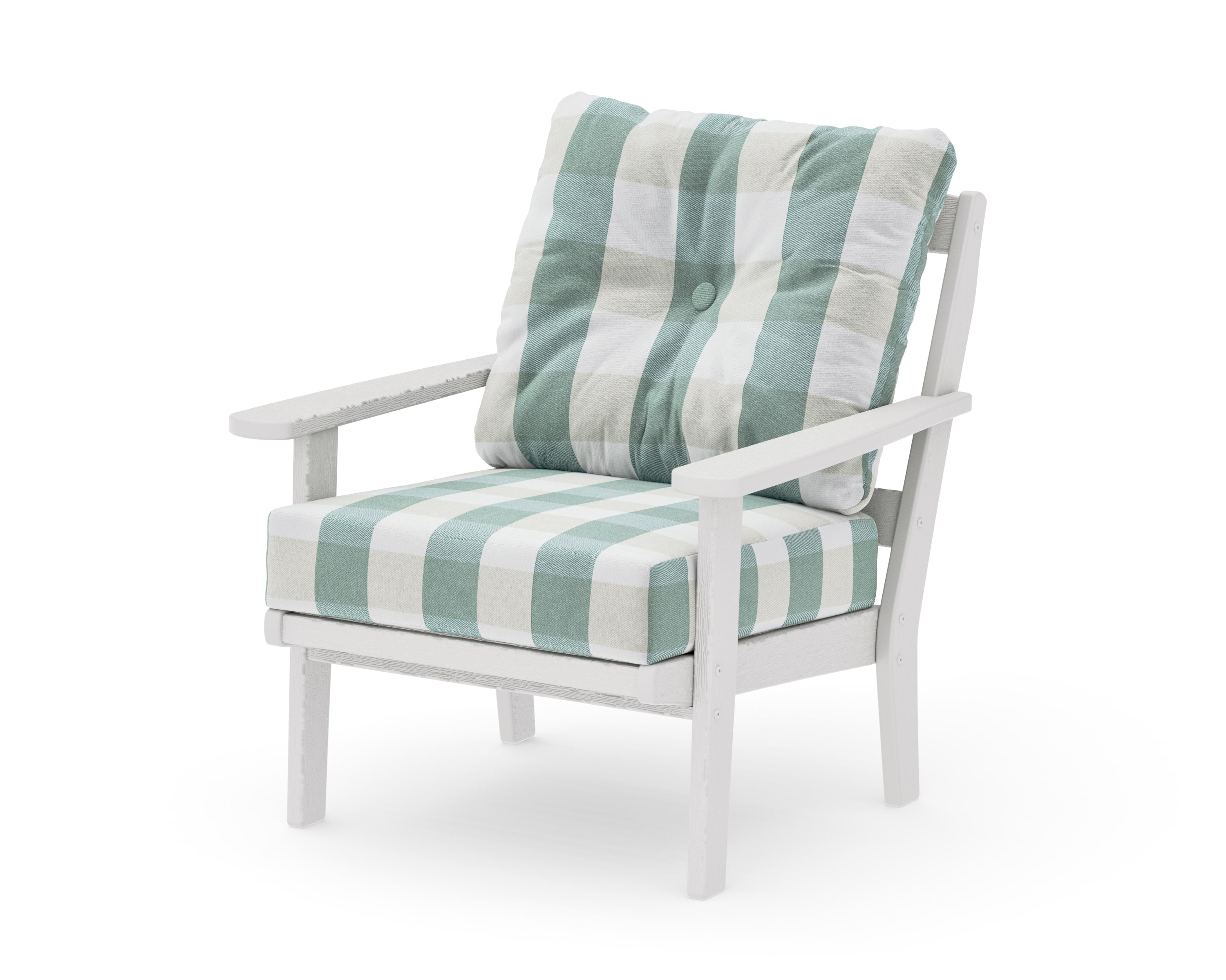 Mission Deep Seating Chair in Vintage White / Buffalo Plaid Glacier Spa
