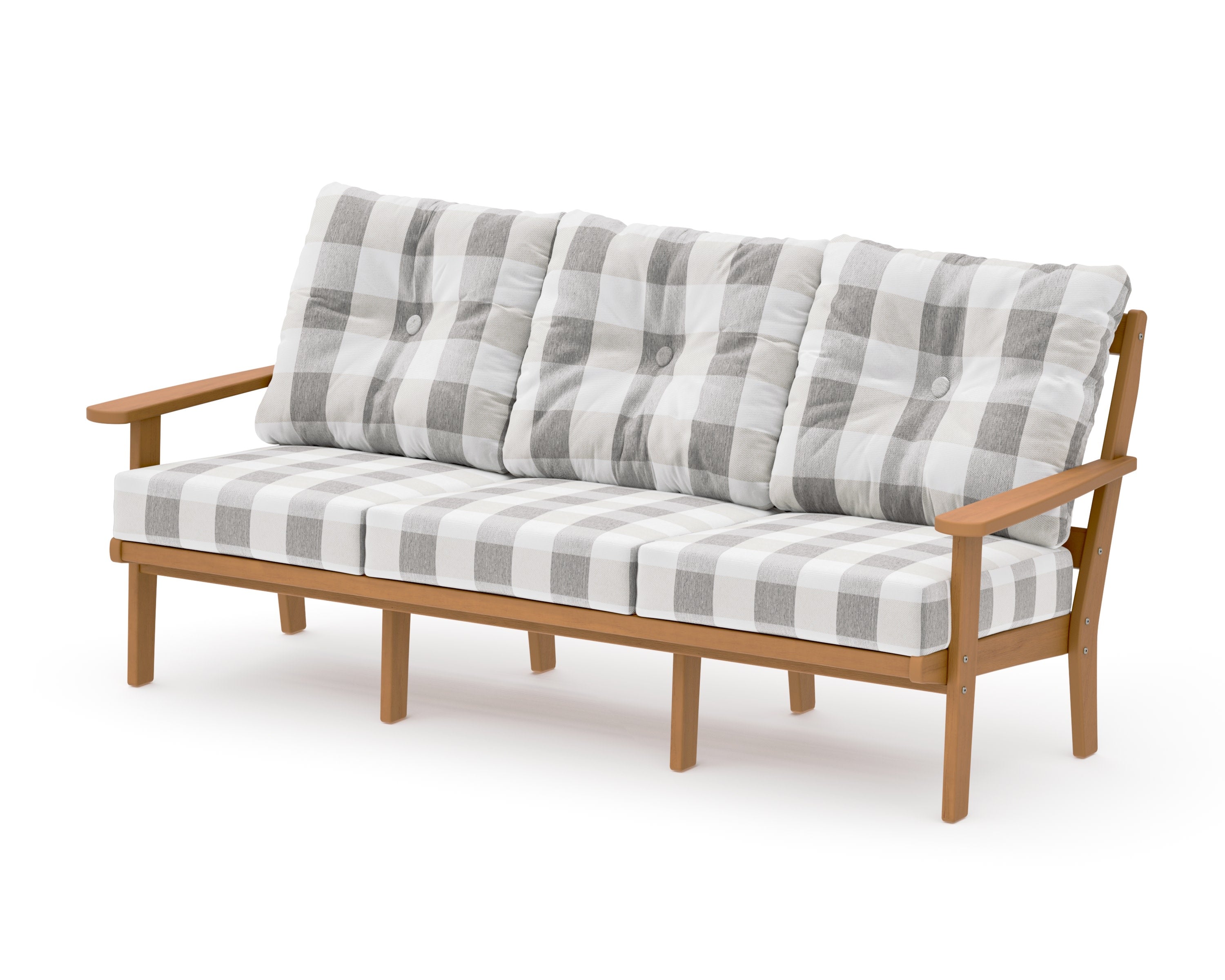 Mission Deep Seating Sofa in Natural / Buffalo Plaid Grey Mist