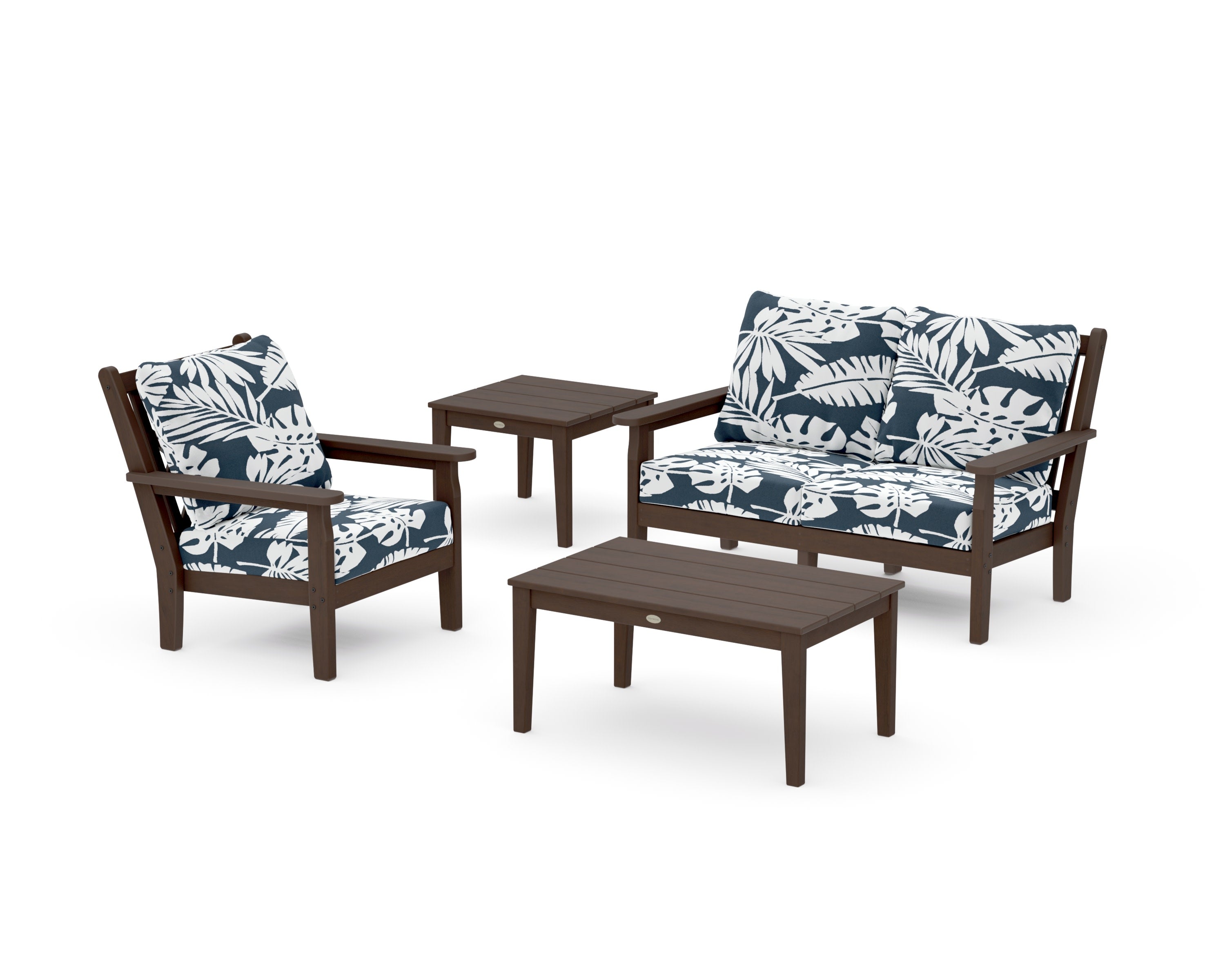 Chippendale 4-Piece Deep Seating Set in Kona / Leaf Marine Indigo