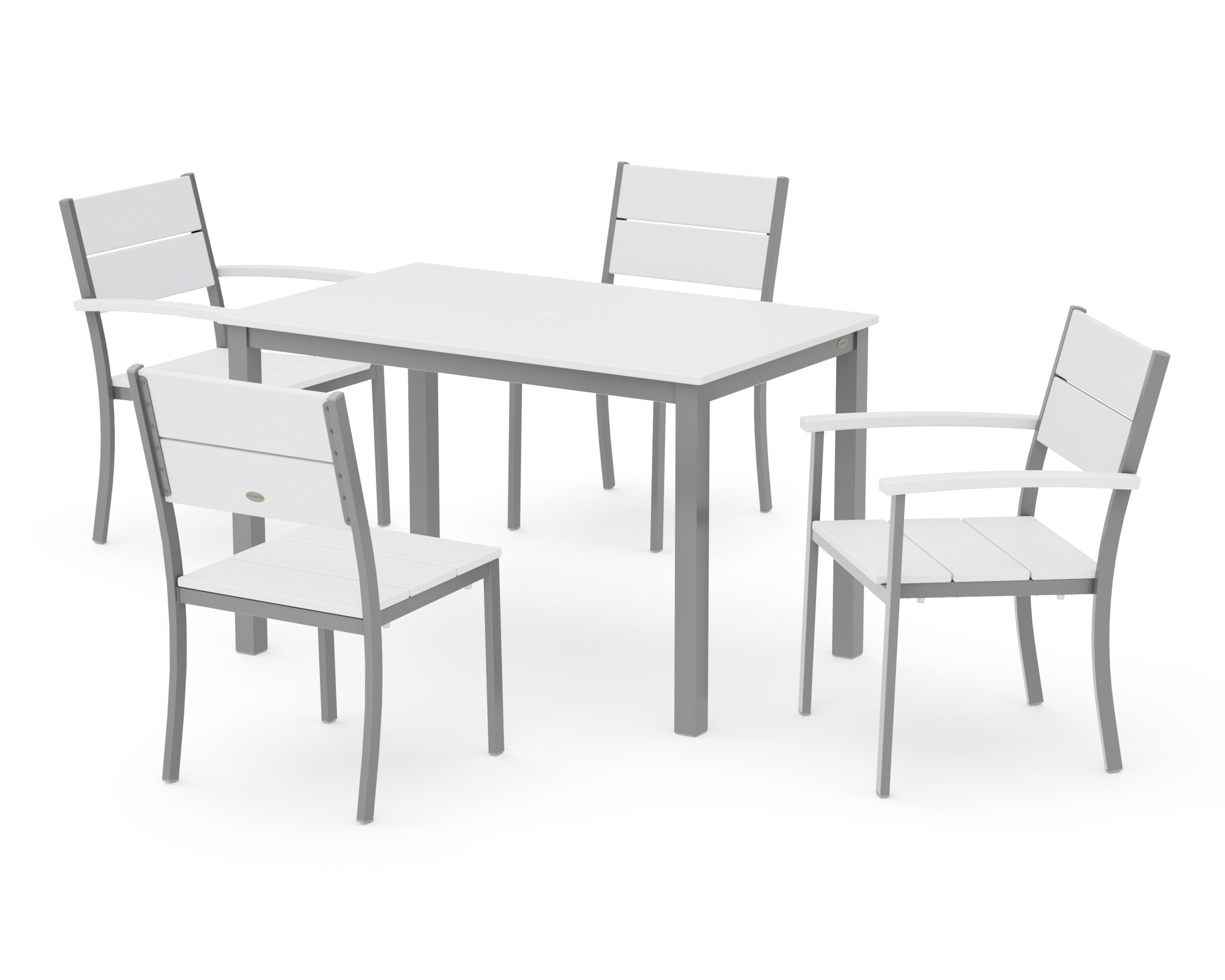 Main Street 5-Piece Dining Set in Silver / White