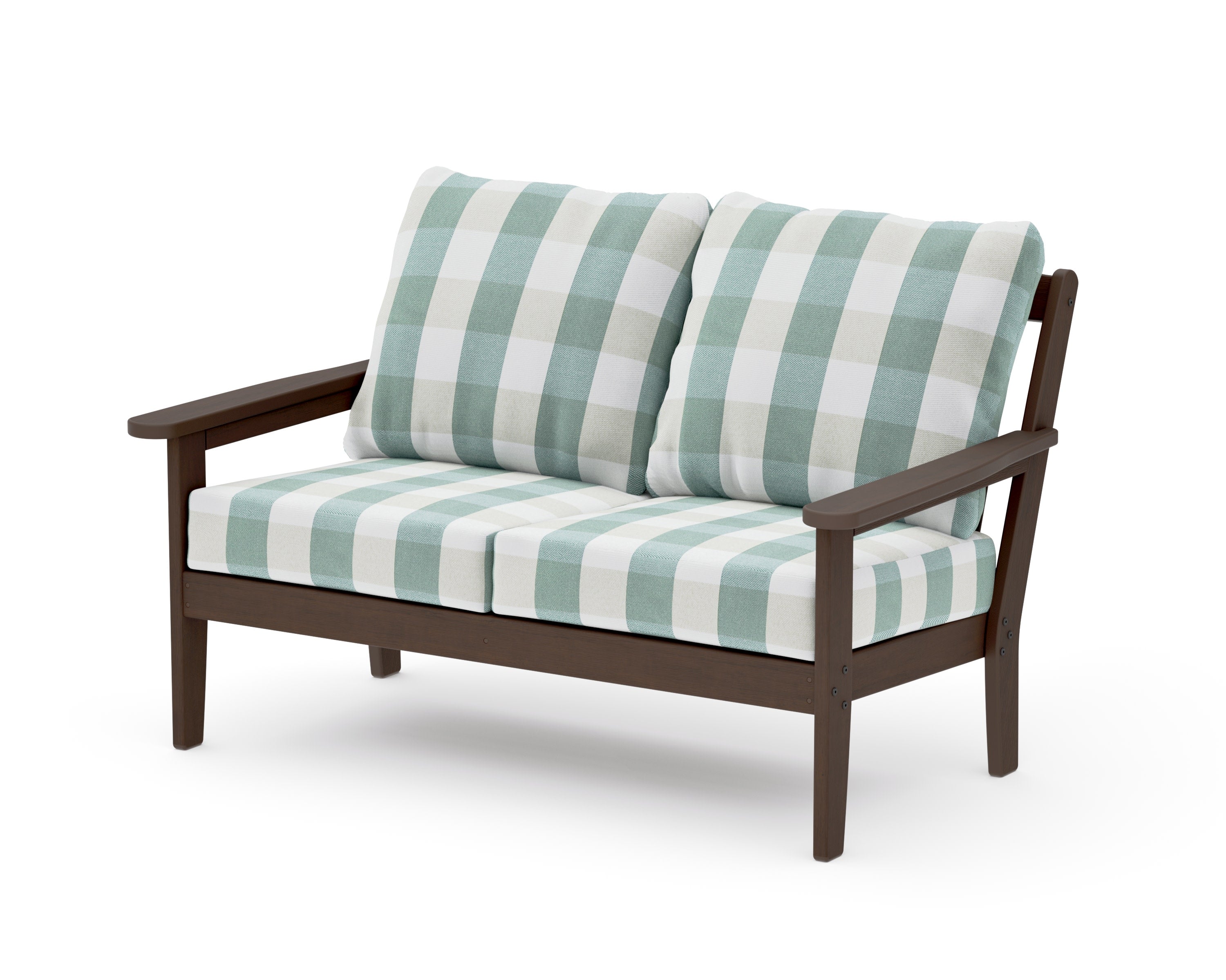 Cottage Deep Seating Loveseat in Kona / Buffalo Plaid Glacier Spa
