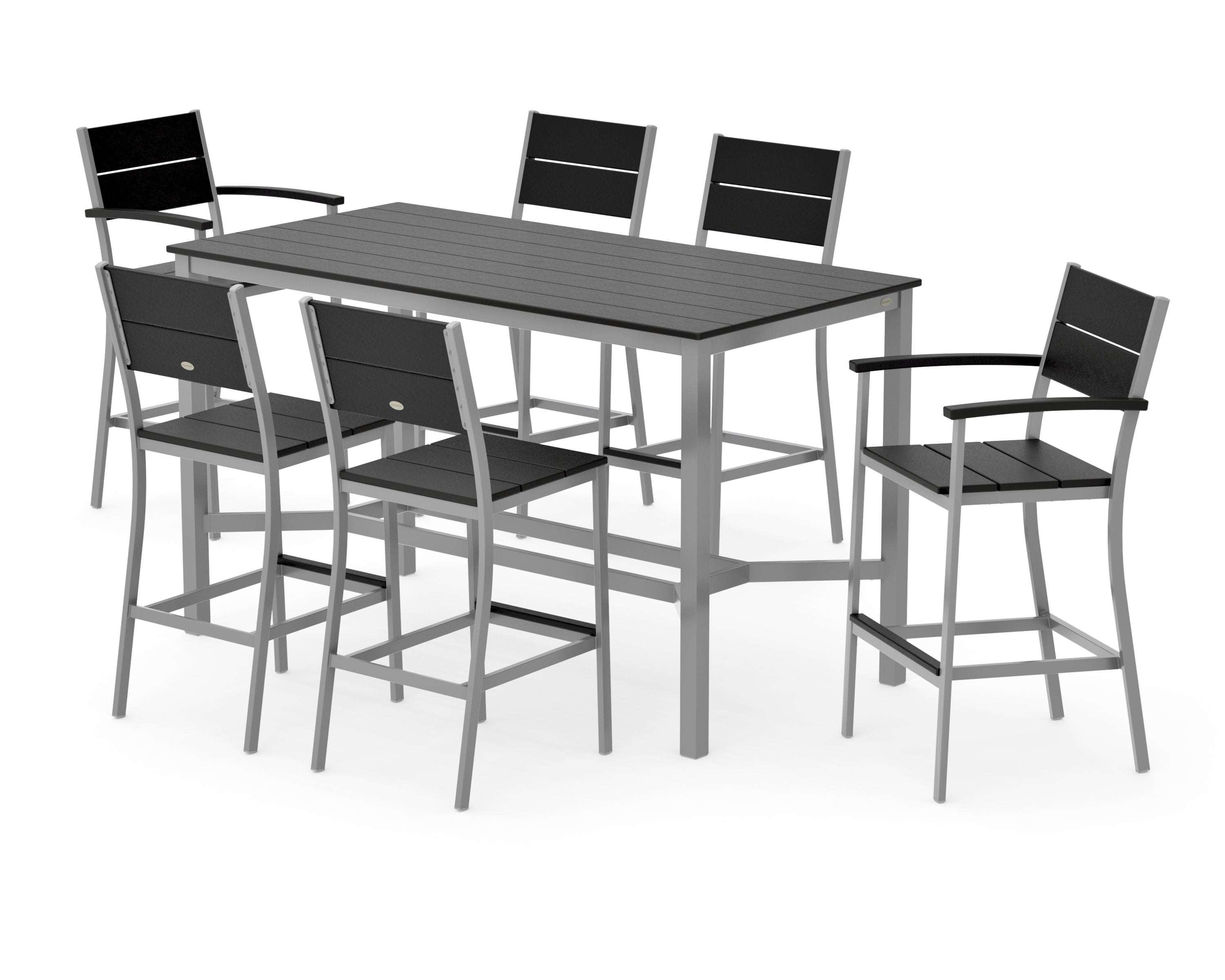 Main Street 7-Piece Bar Set in Silver / Black