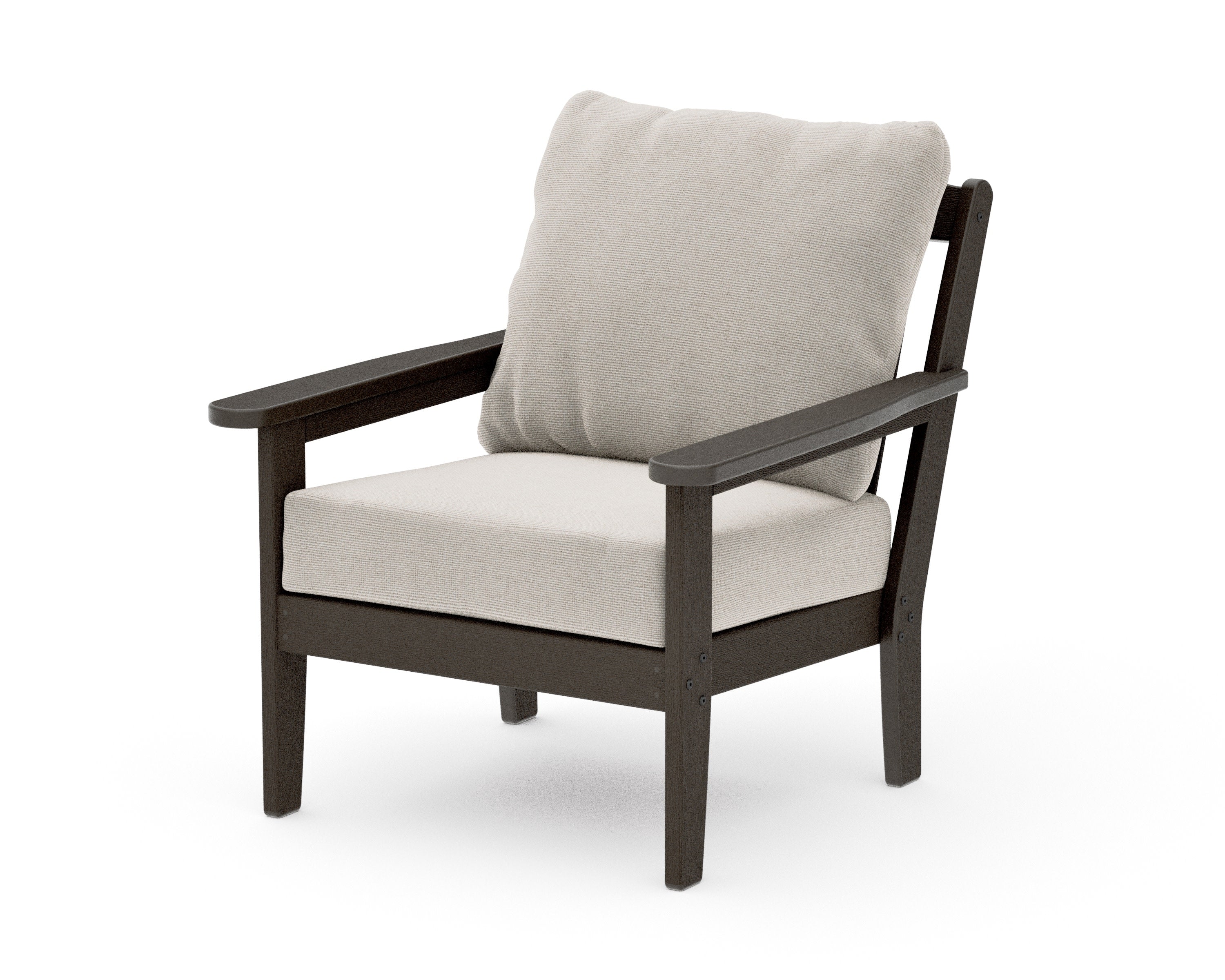 Cottage Deep Seating Chair in Vintage Coffee / Dune Burlap