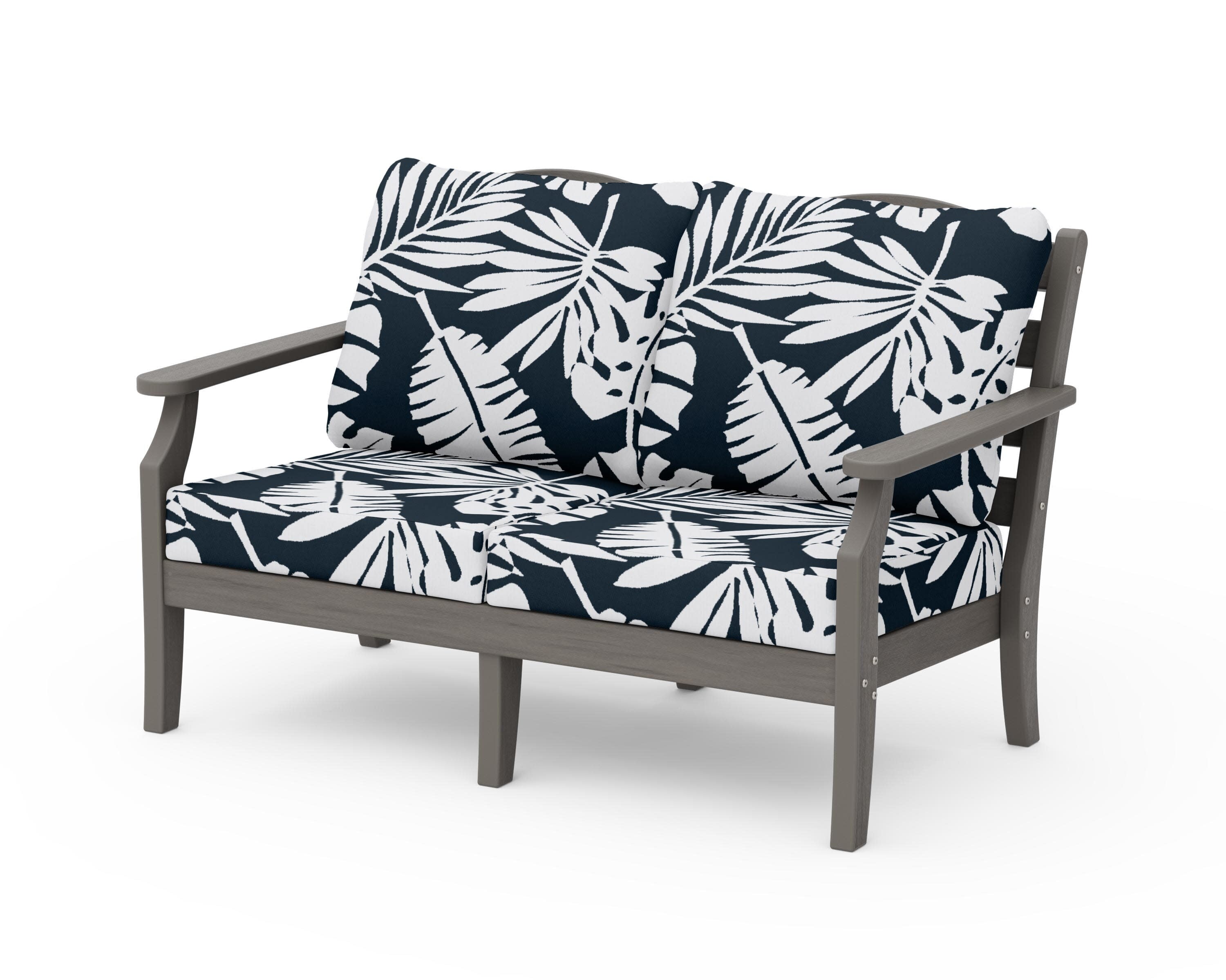 Savannah Deep Seating Loveseat in Driftwood / Leaf Marine Indigo