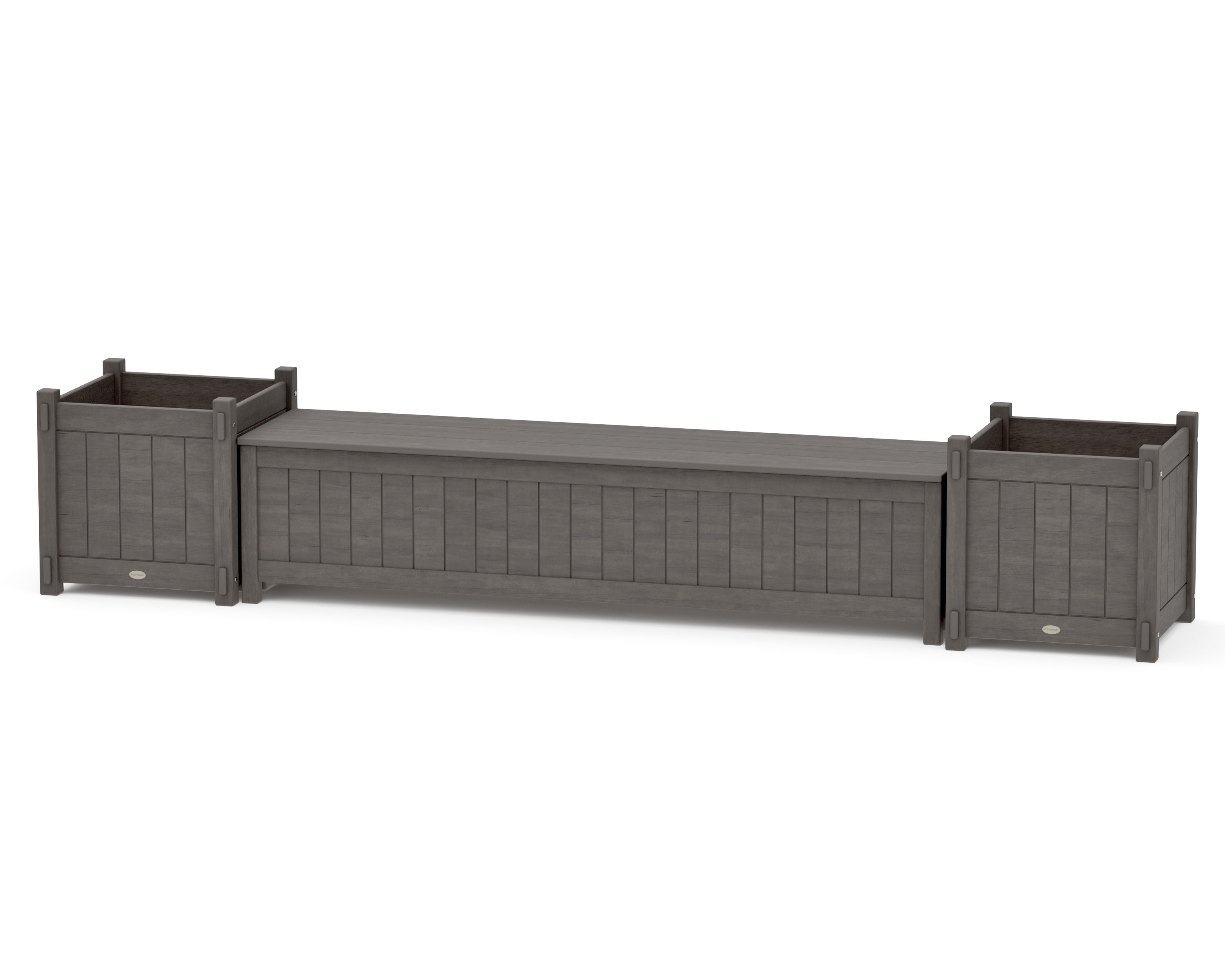 72" Vineyard Straight Planter Storage Bench Set- Large in Driftwood
